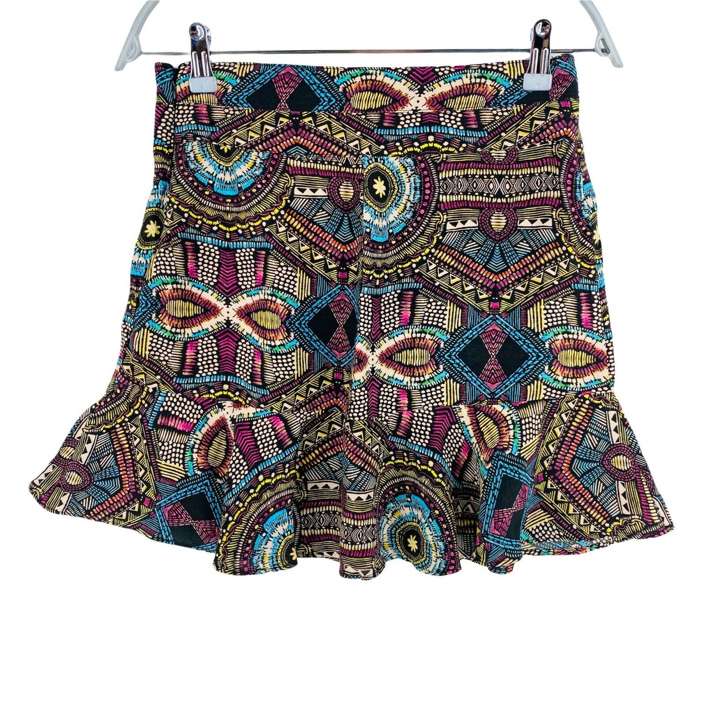 STRADIVARIUS Coloured Printed Lines Short Skirt Size S