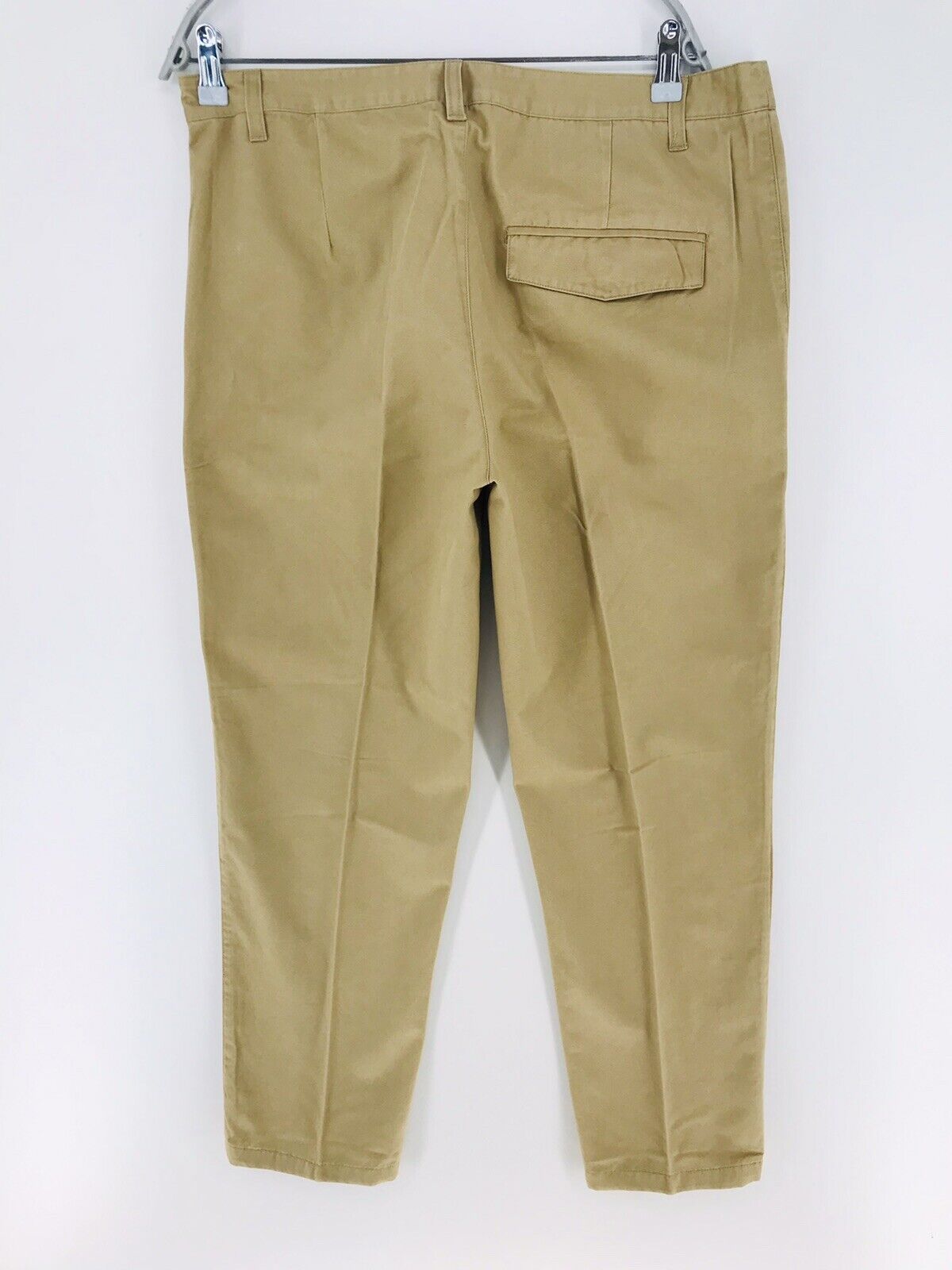 MTWTFSS WEEKDAY RILEY PANTS Beige Relaxed Tapered Fit Chino Trousers Size L