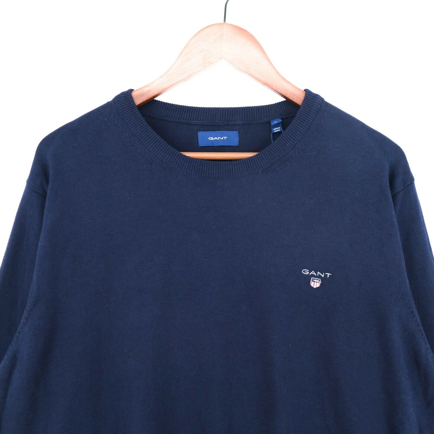 GANT Bleu Marine 100% Coton Crew Neck Jumper Pull Taille XL