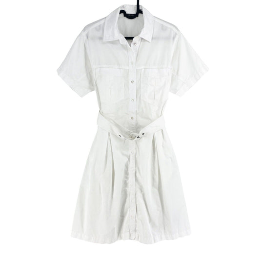 GUESS Women White Short Sleeves Belted Shirt Dress Size XS