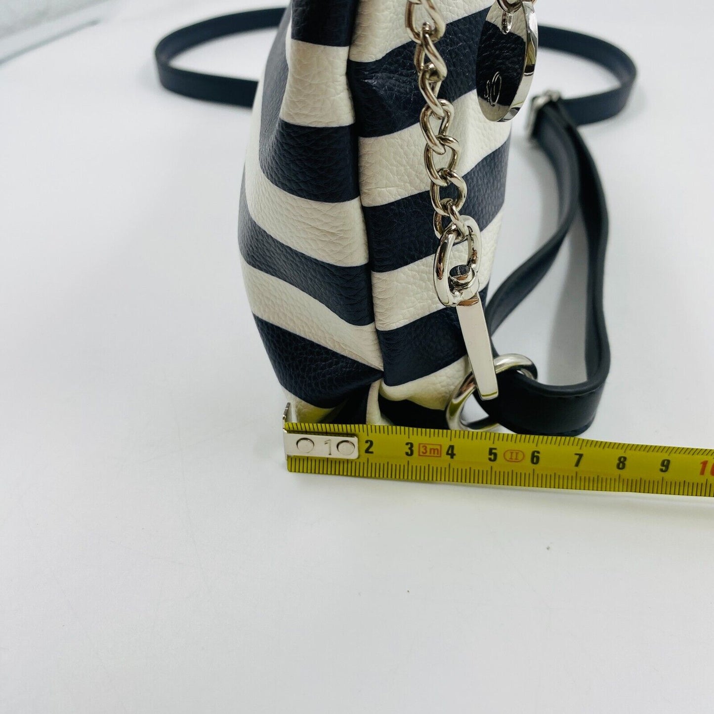 s.Oliver Women Black White Small Striped Simple Shoulder Bag