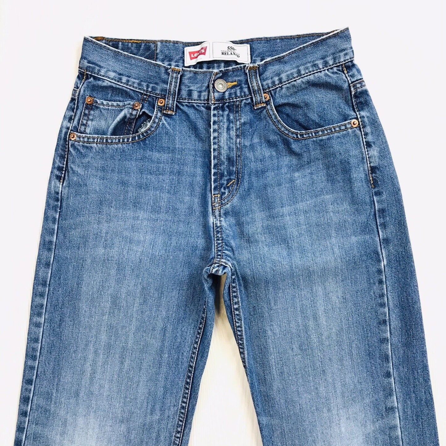 Vintage Levi's 550 Boys Blue Relaxed Straight Fit Jeans 14 Reg / W27 L27