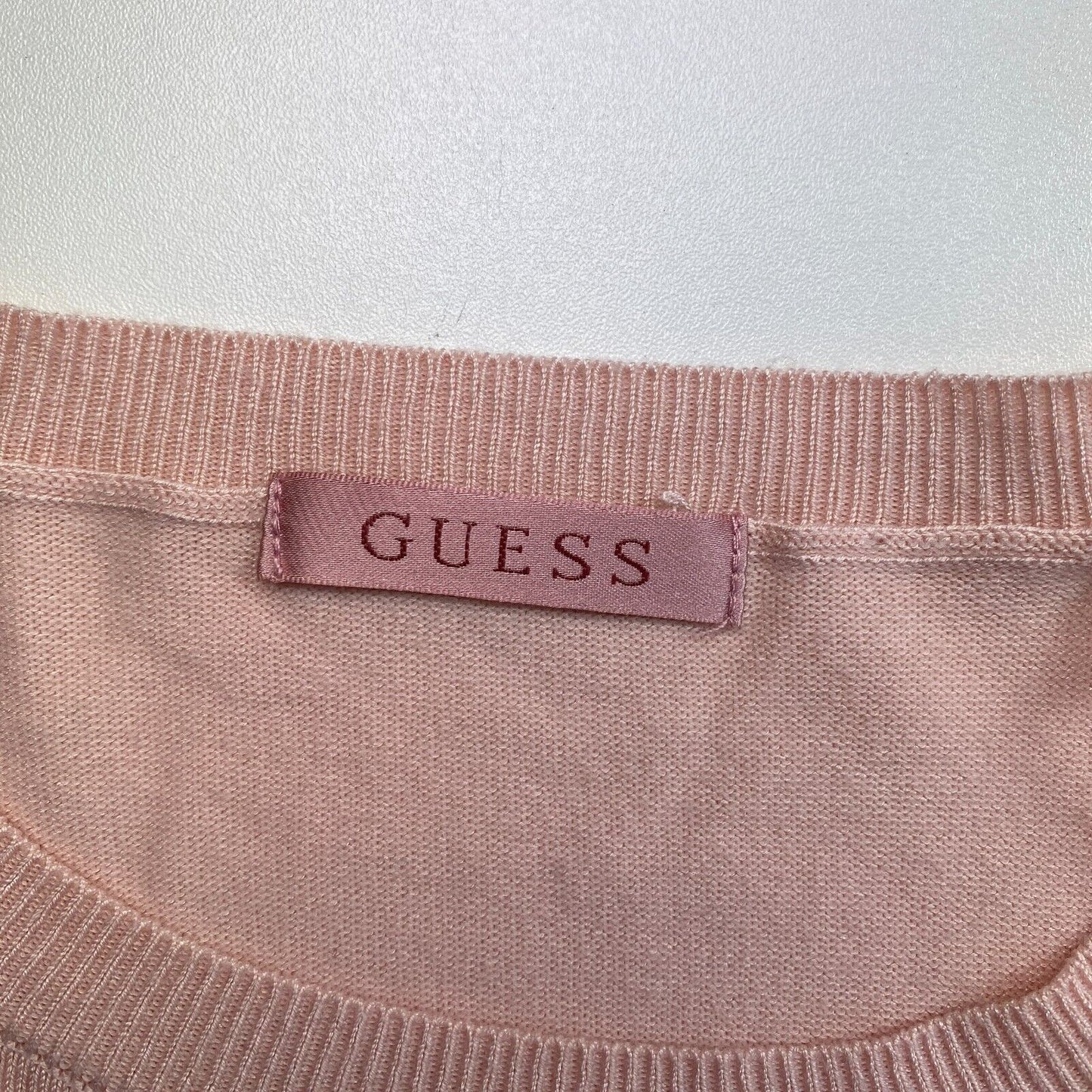 GUESS Pink Logo Crew Neck Sweater Jumper Size S