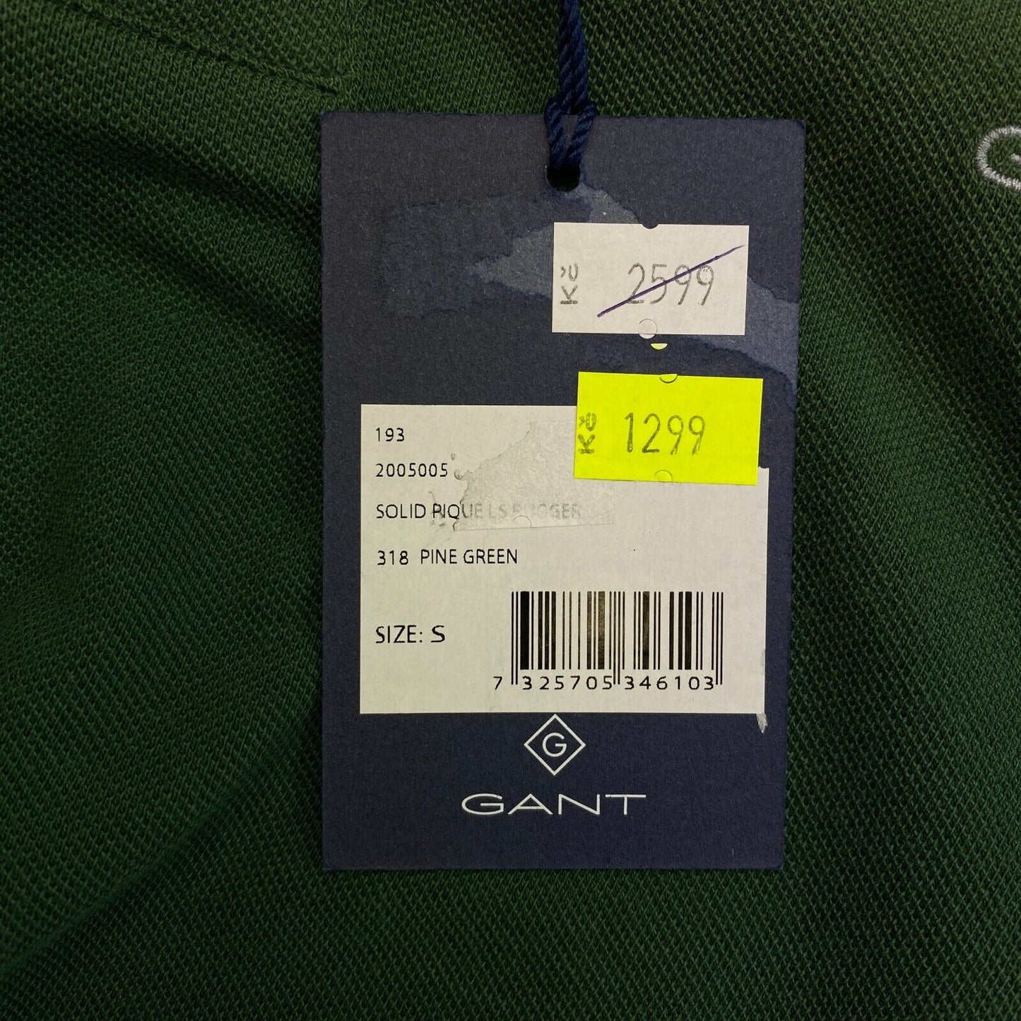 GANT Dark Green Pique Rugger Long Sleeves Polo Shirt Size S