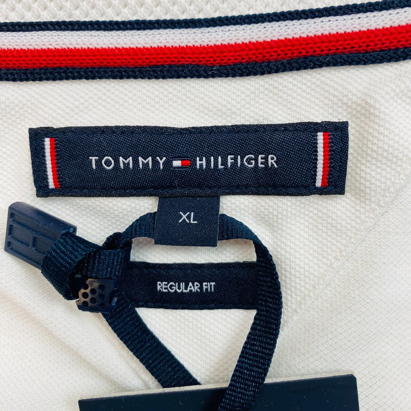 Tommy Hilfiger White Corporate Logo Long Sleeves Regular Polo Shirt Size XL