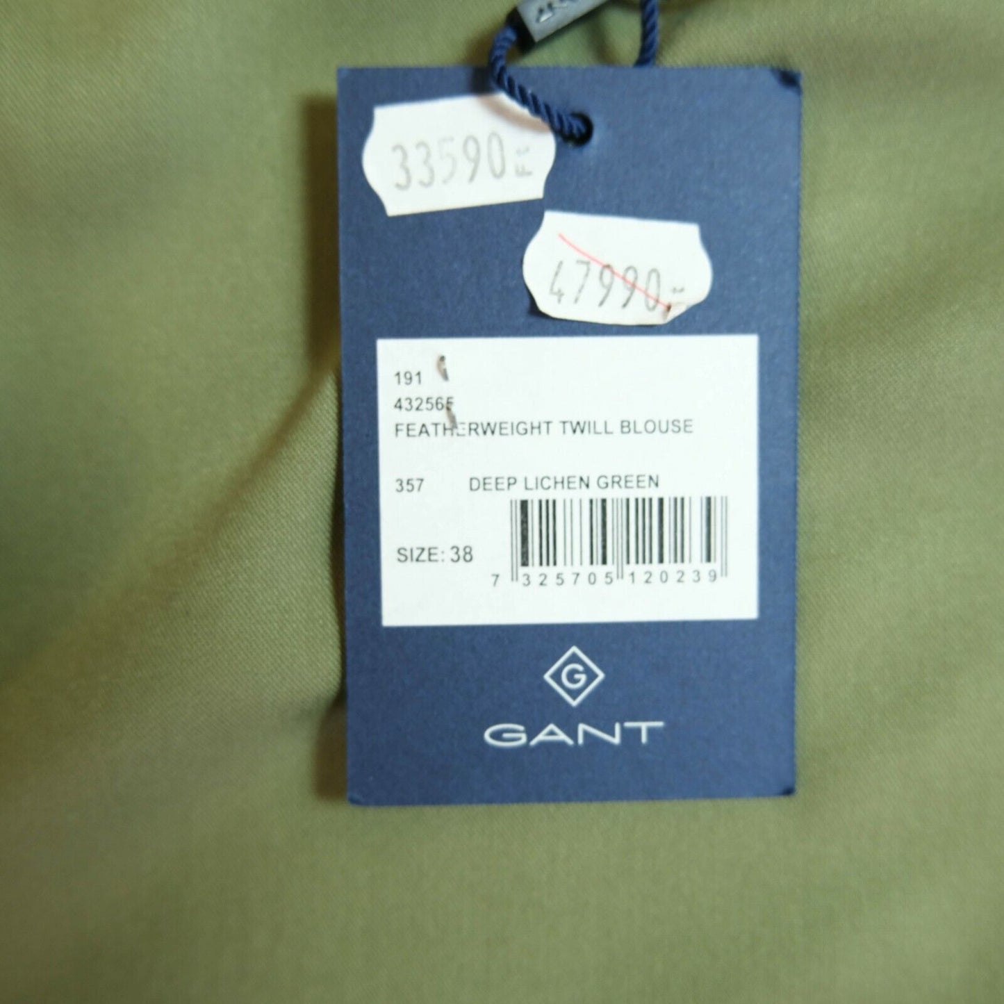 GANT Olivgrüne Bluse aus federleichtem Twill, Größe EUR 38 UK 12 US 8