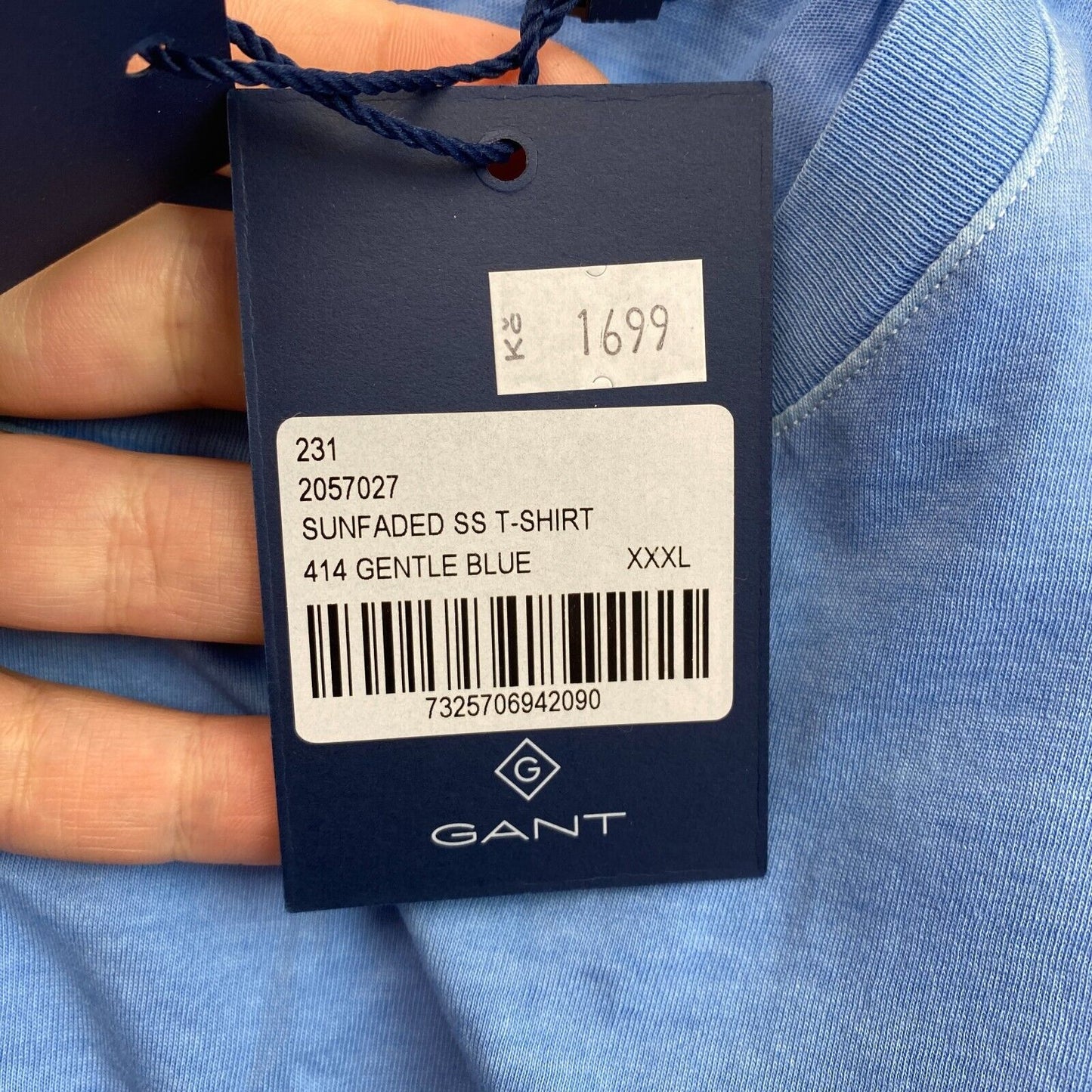 GANT Men Blue Sun Faded Crew Neck Short Sleeves T Shirt Size 2XL