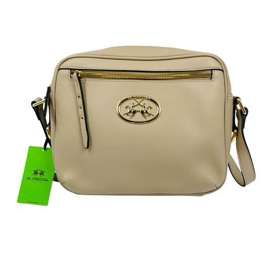 LA MARTINA Beige 100% Calf Leather Crossbody Shoulder Bag