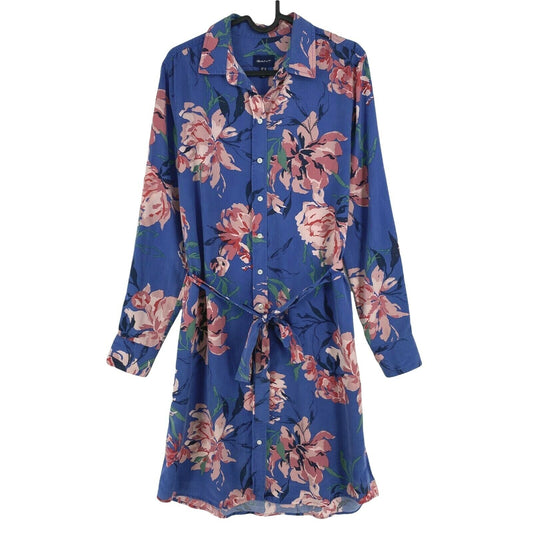 GANT Blue Peonies Print Belted Shirt Dress Size EUR 34 38 UK 6 10 US 4 8