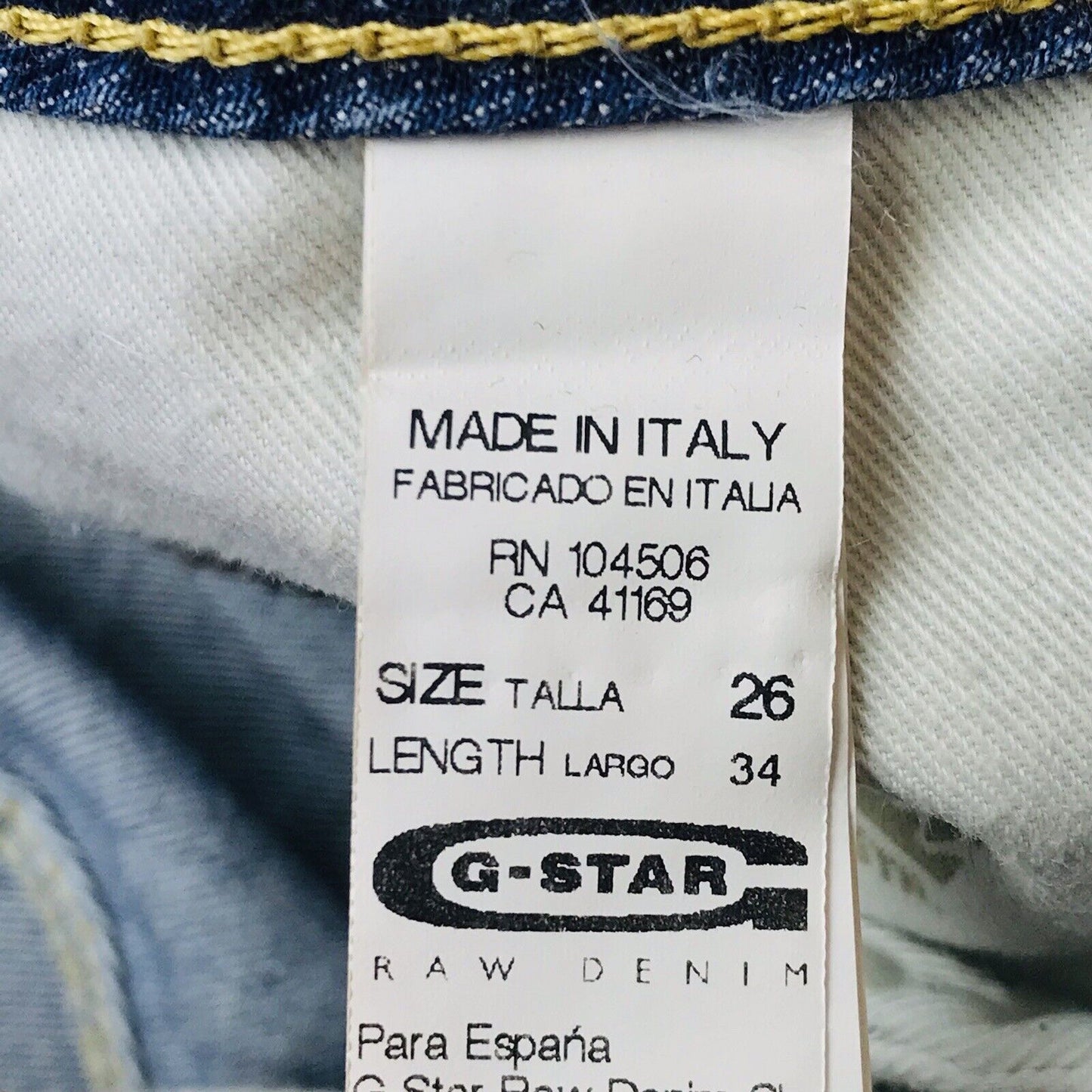 G-STAR RAW REESE Damen Blaue Jeans mit normaler gerader Passform W26 L34 Made in Italy