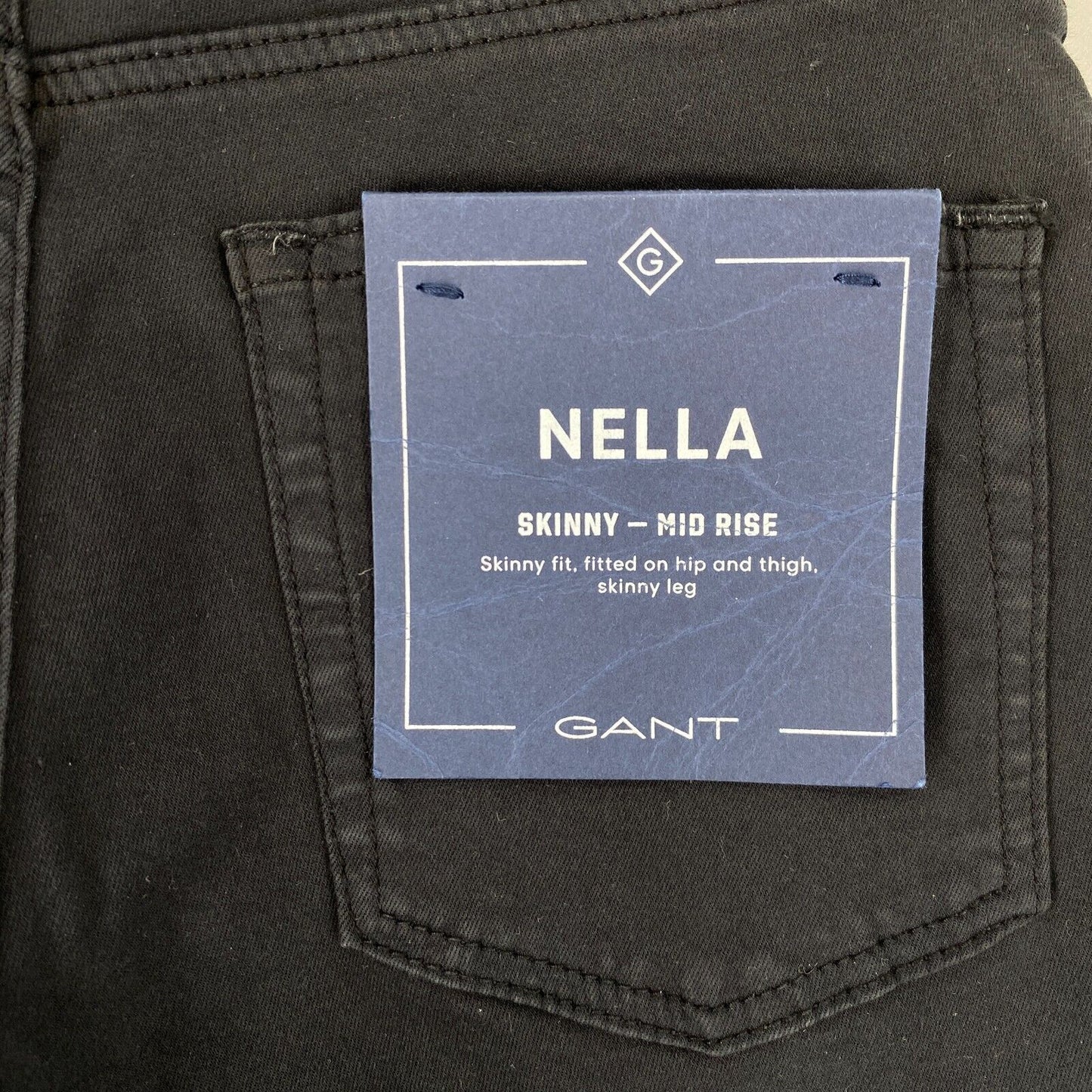 GANT NELLA Black Women Stretch Mid Rise Skinny Fit Jeans Size XS W25