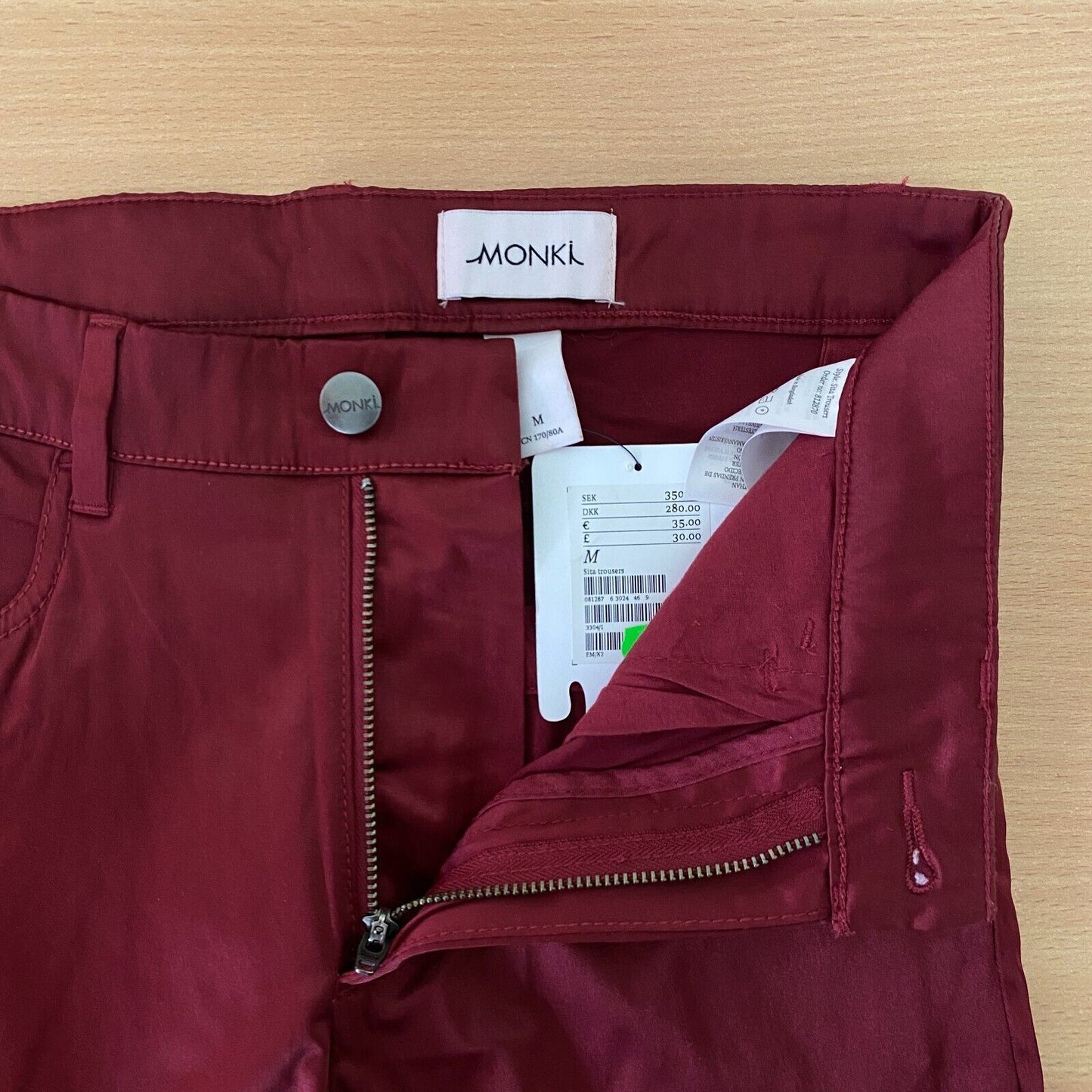 MONKI Women Red Skinny Fit Jeggings Trousers Size M