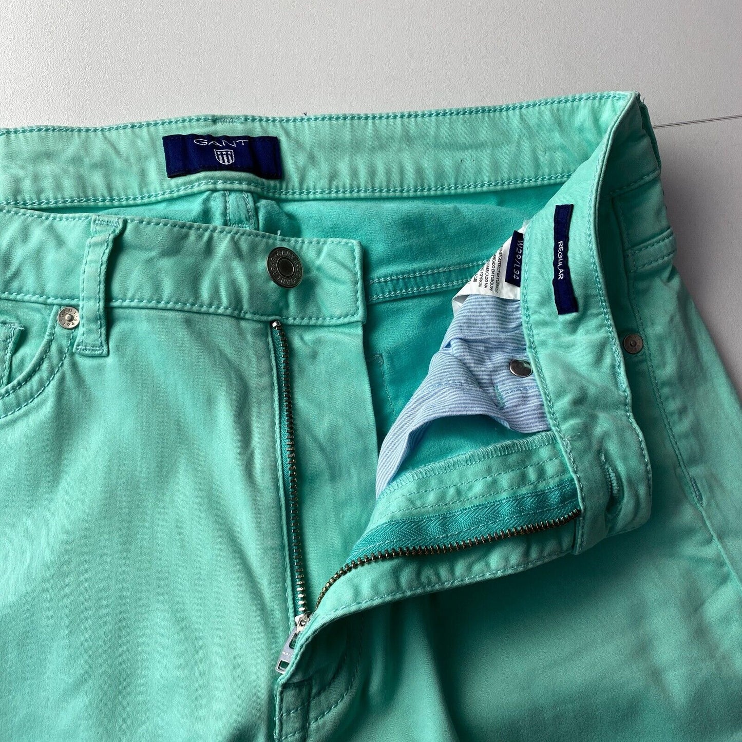 GANT Women Turquoise Blue Stretch Regular Straight Fit Jeans W29 L34