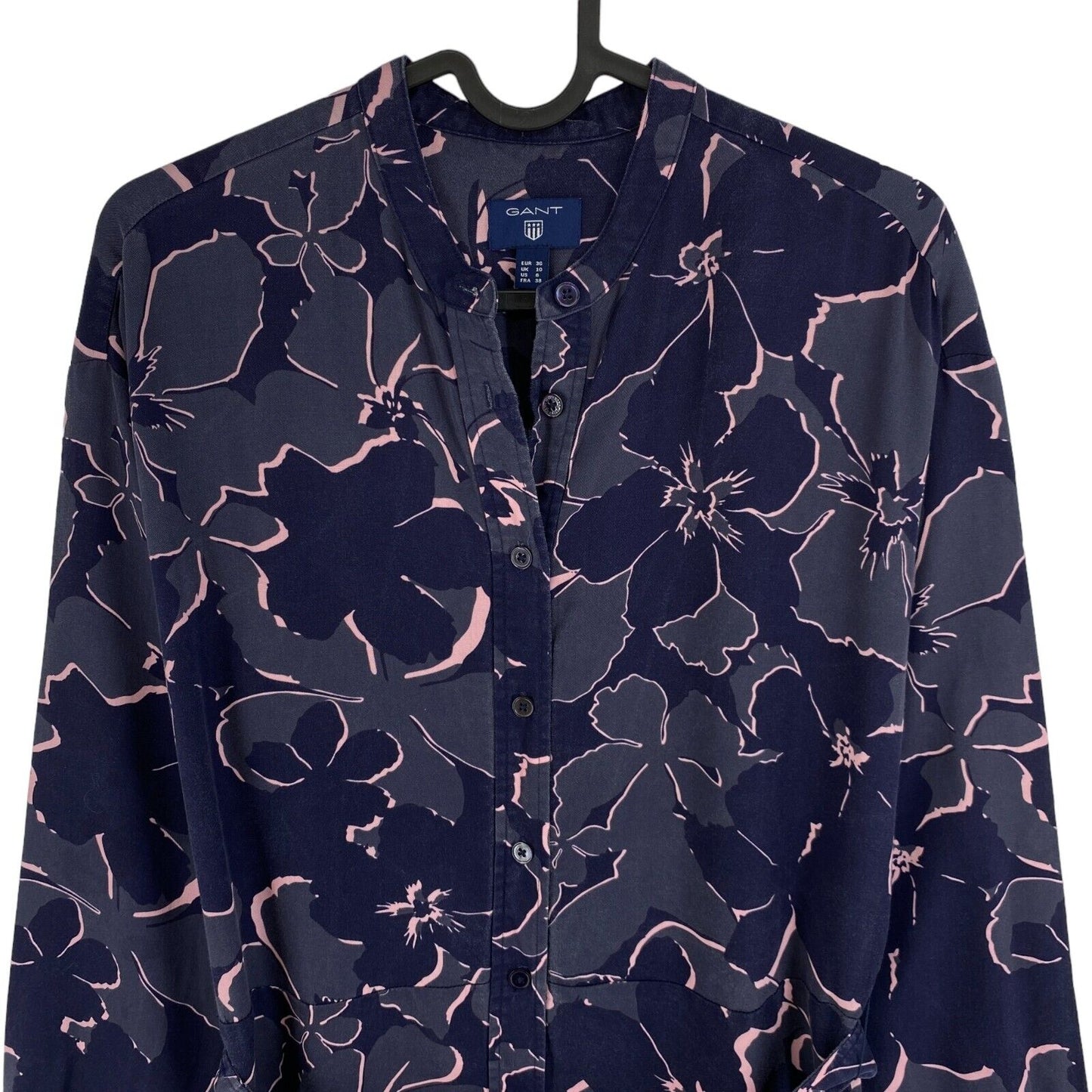 GANT Dark Blue Floral Long Sleeves A Line Shirt Dress Size EU 36 UK 10 US 6