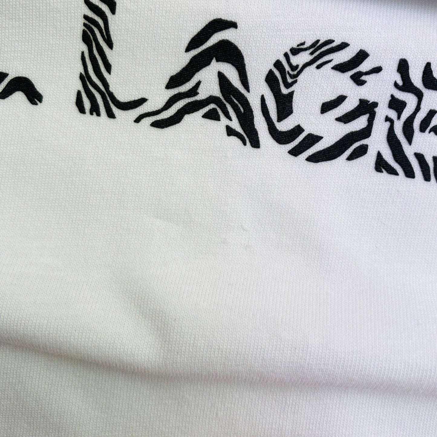 Karl Lagerfeld Women White Elongated Zebra Logo Crew Neck SS T Shirt Size XS