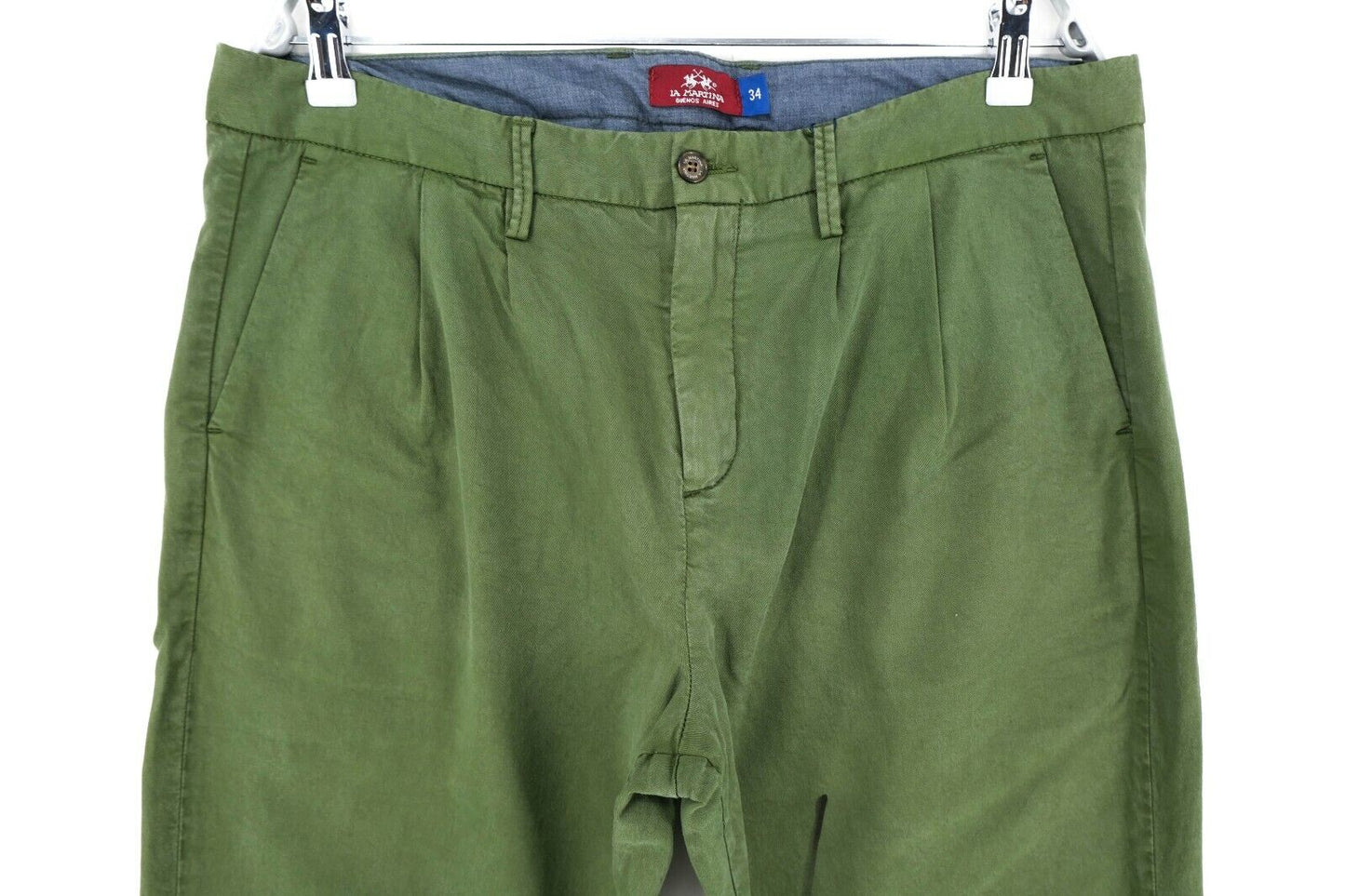 LA MARTINA Green Cotton Chino Regular Fit Pants Trousers Size W34 L34