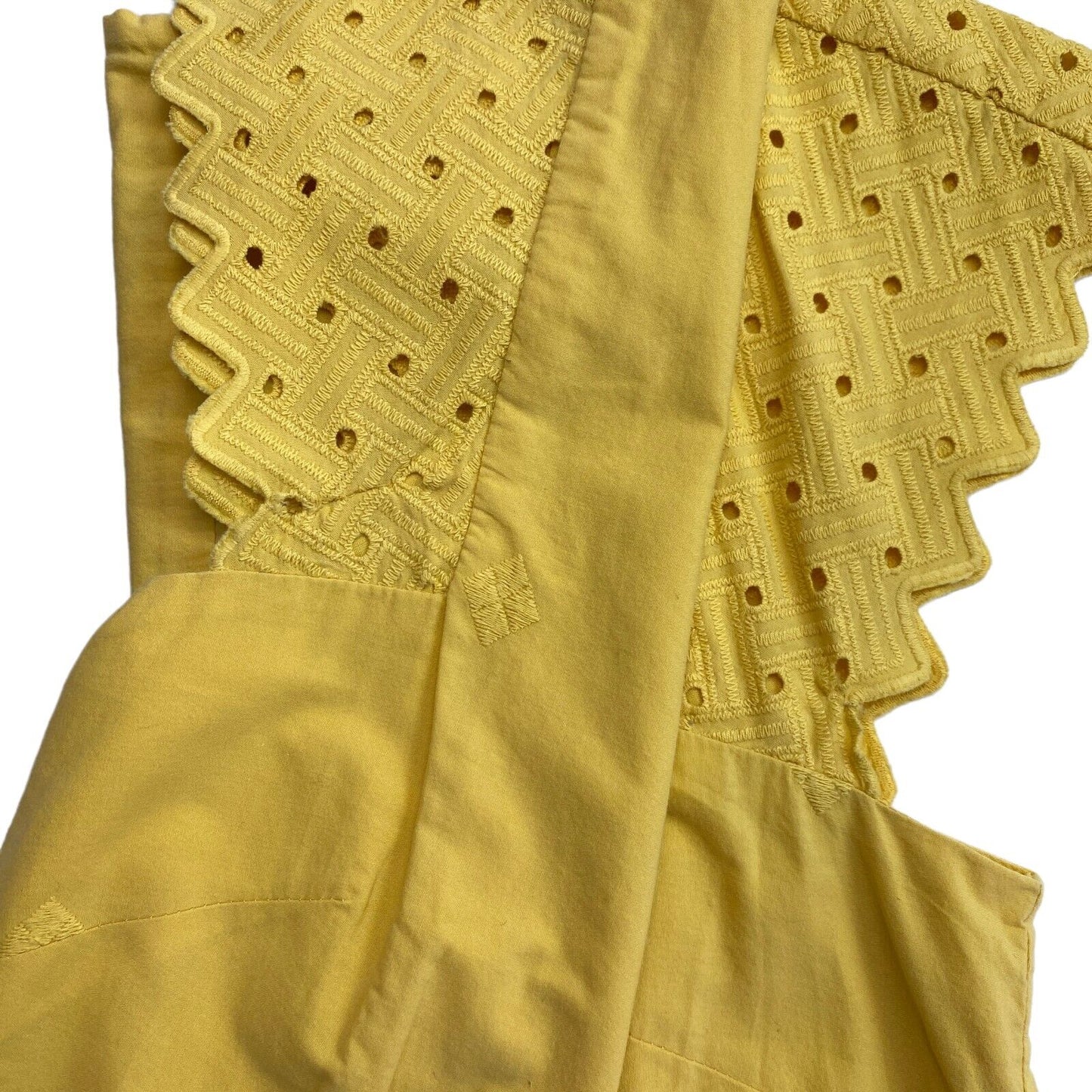 GANT Yellow Broderie Anglaise Crew Neck Dress Size EU 36 UK 8 US 6