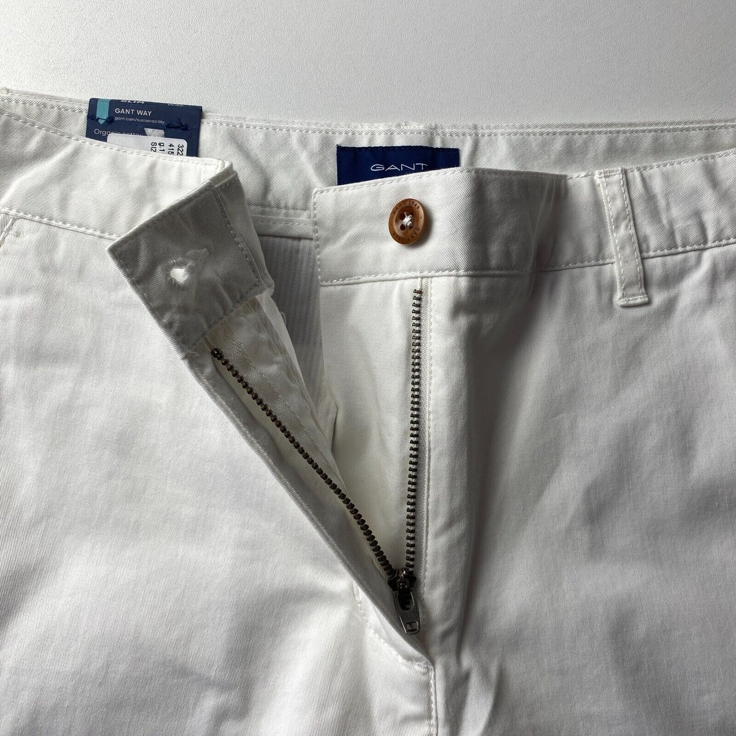 GANT FRYDA Women White Slim Fit Chino Trousers Size EUR 36 UK 8 US 6 W29