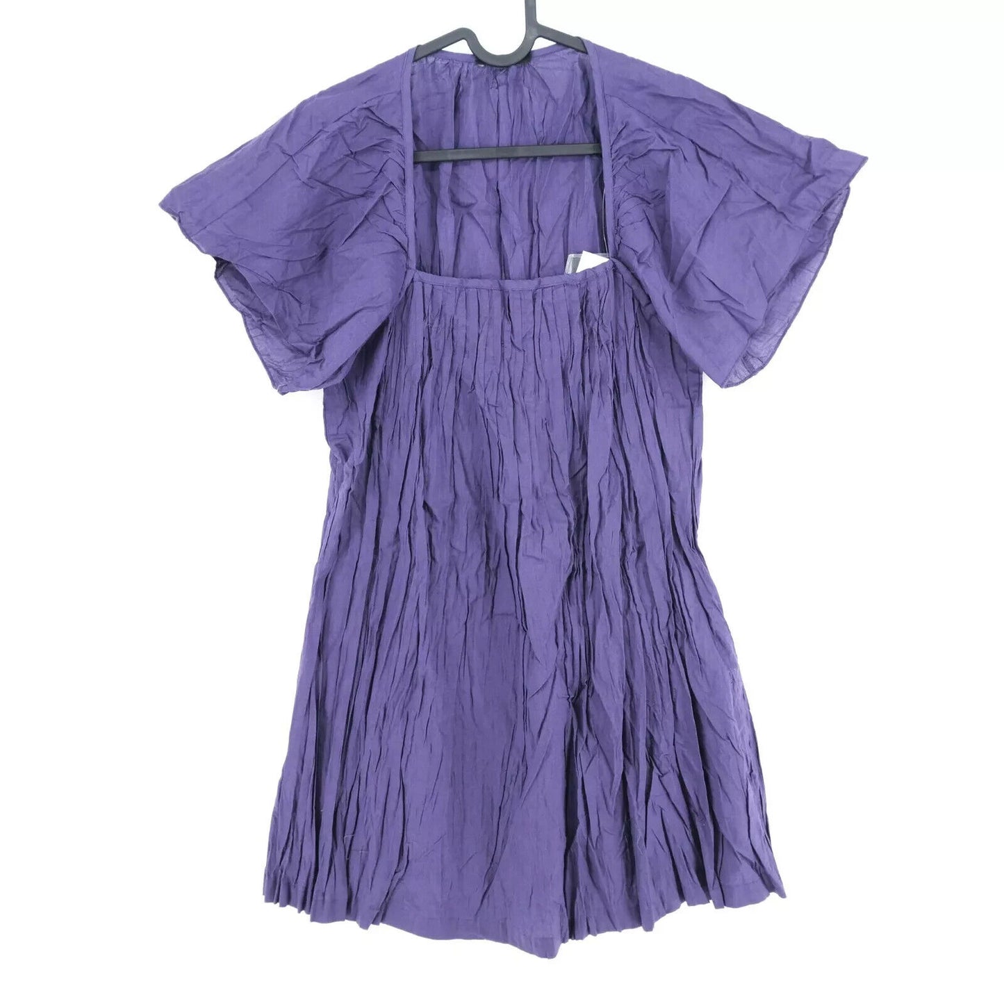 SISLEY Purple Square Neck Crumpled Dress Size S