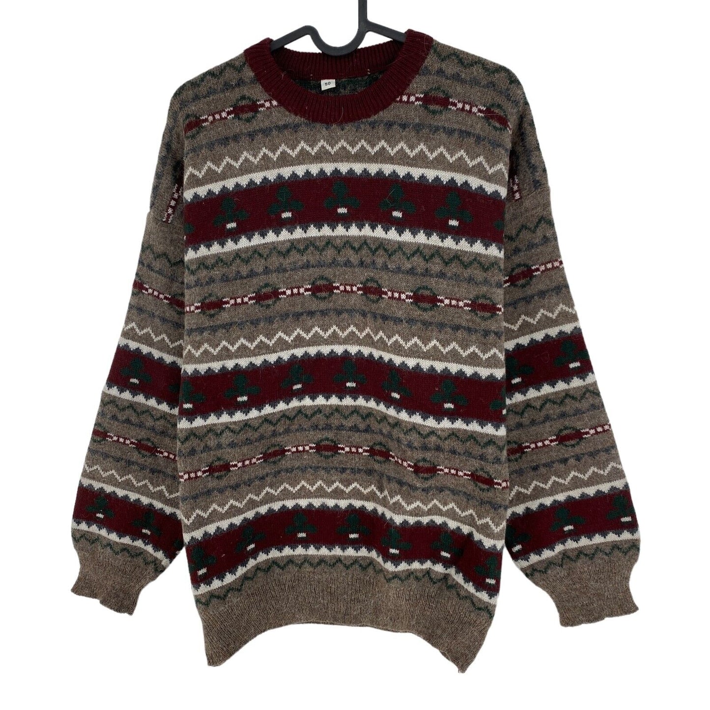 Cosby vintage Rétro années 90 Marron Rayé Pull Pull Taille EU 50 UK/US 40