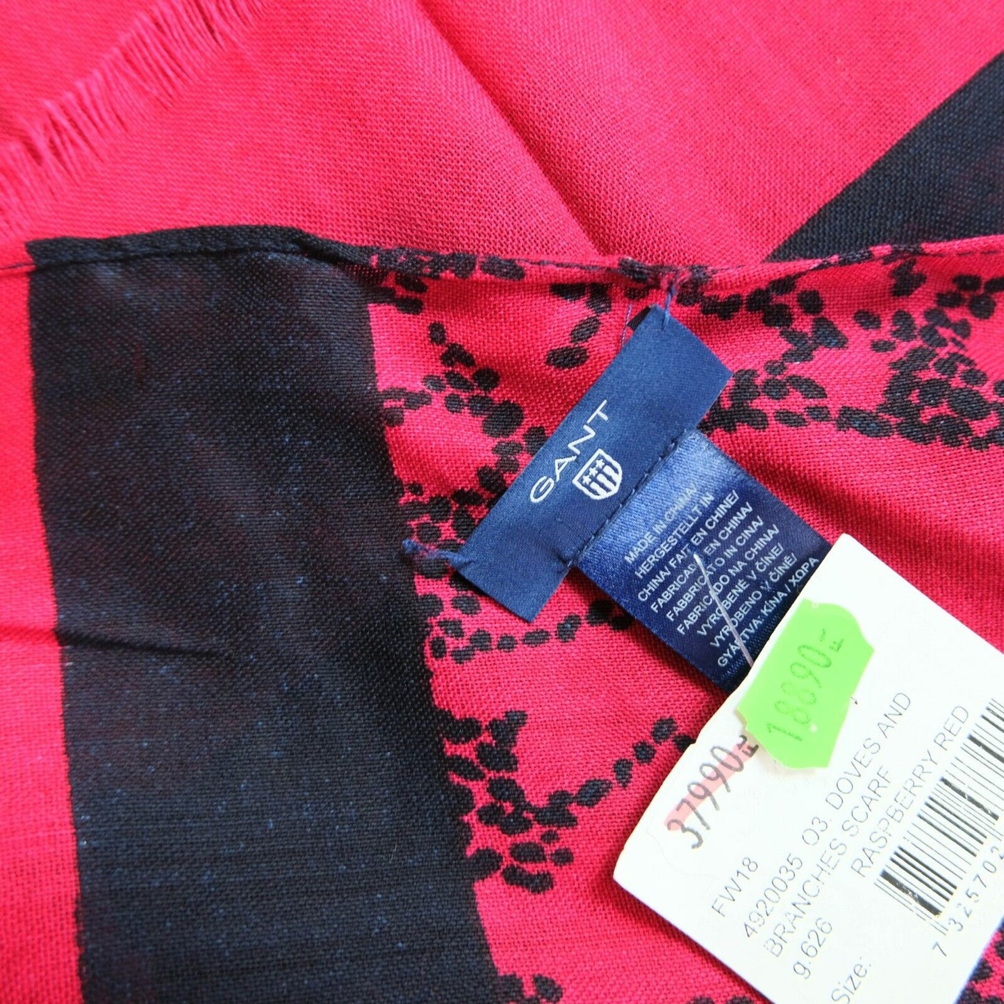 GANT Raspberry Red Big Wool Blend Scarf Shawl