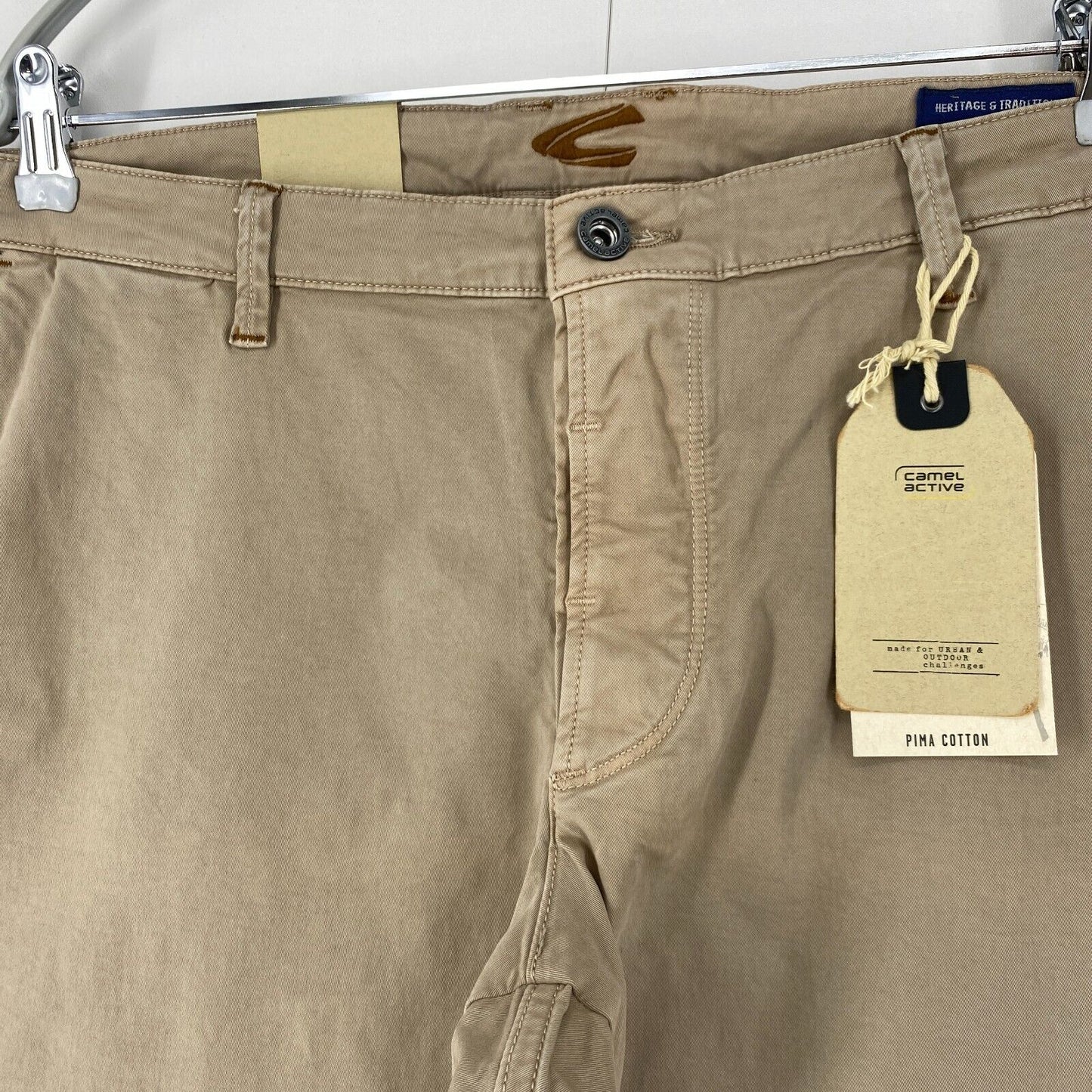 Camel Active MADISON Beige Modern Slim Fit Chino Trousers W40 L30