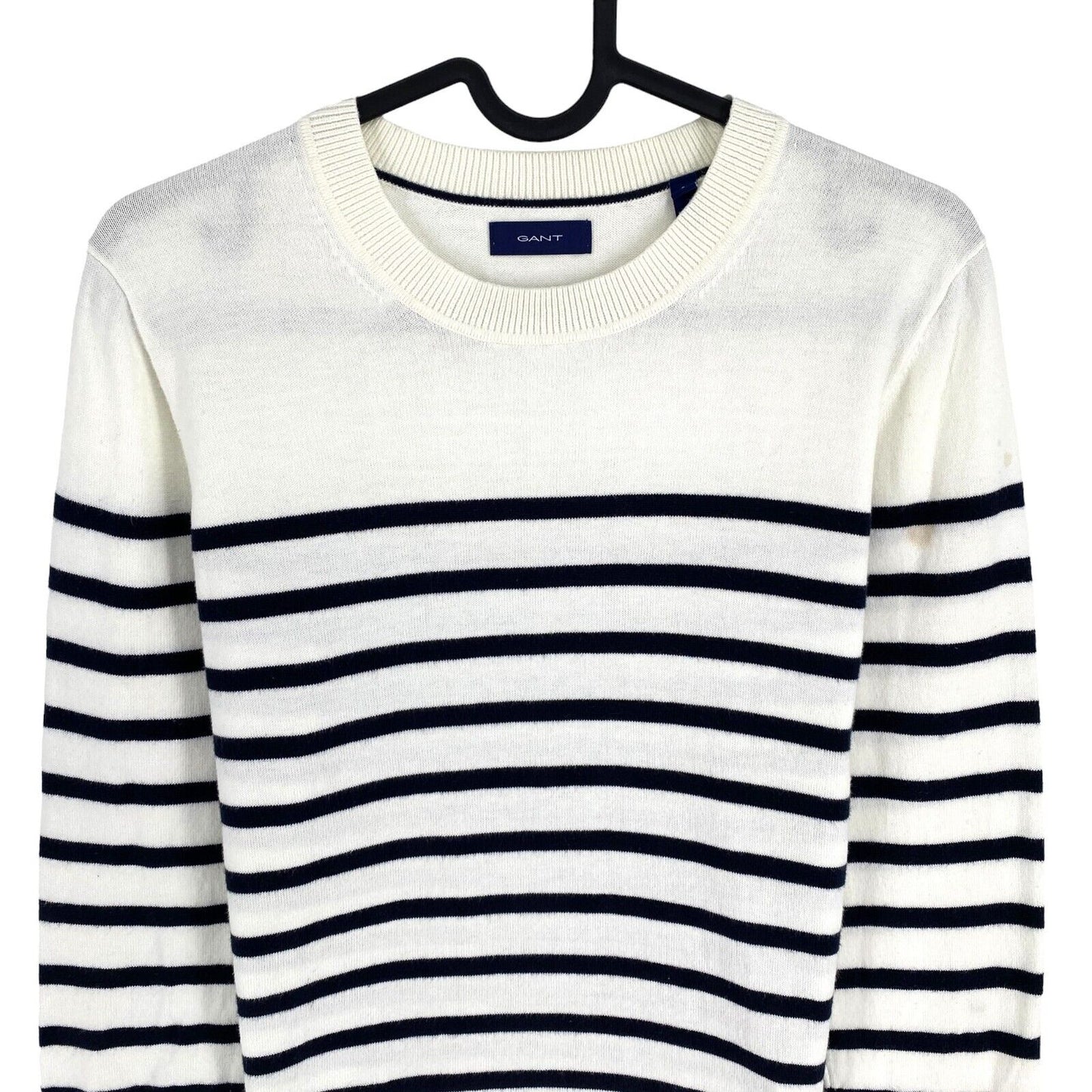 GANT White Striped Crew Neck Sweater Jumper Size S