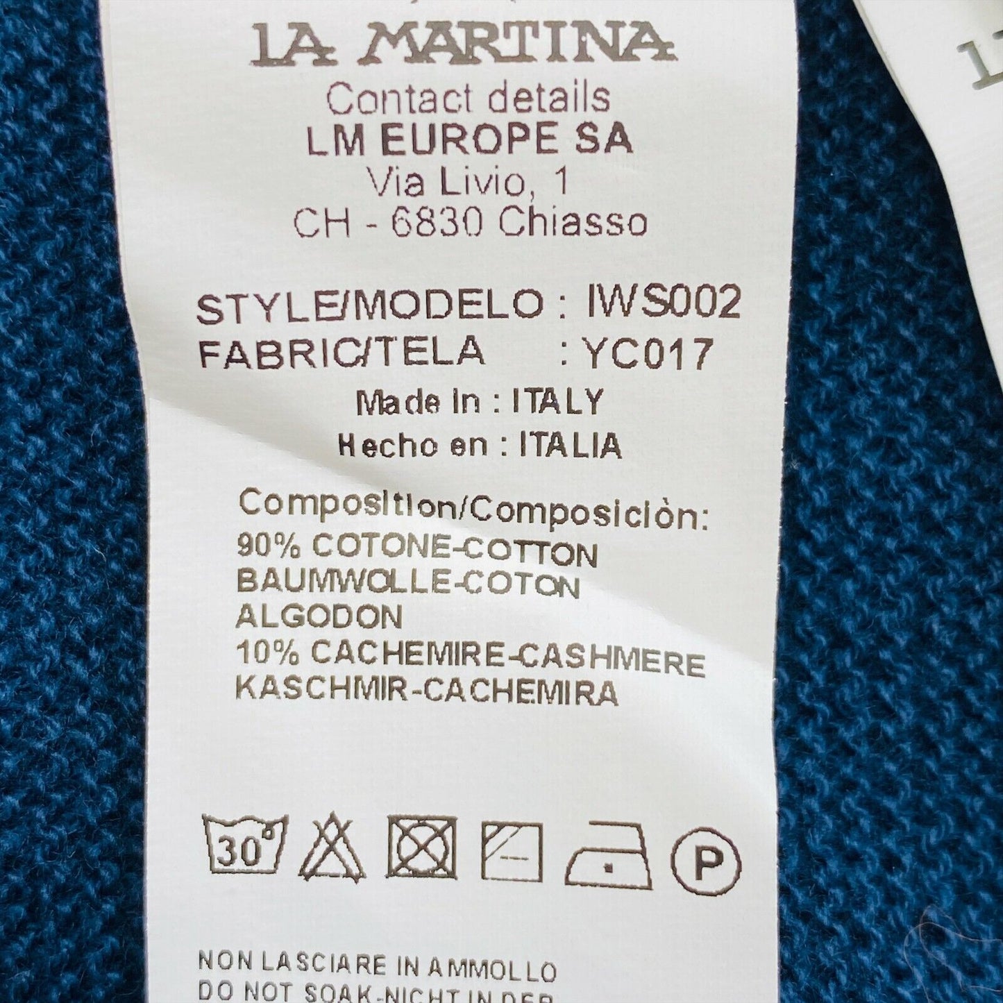 La Martina Navy Blue Cotton Cashmere Cardigan Sweater Size 1 - XS