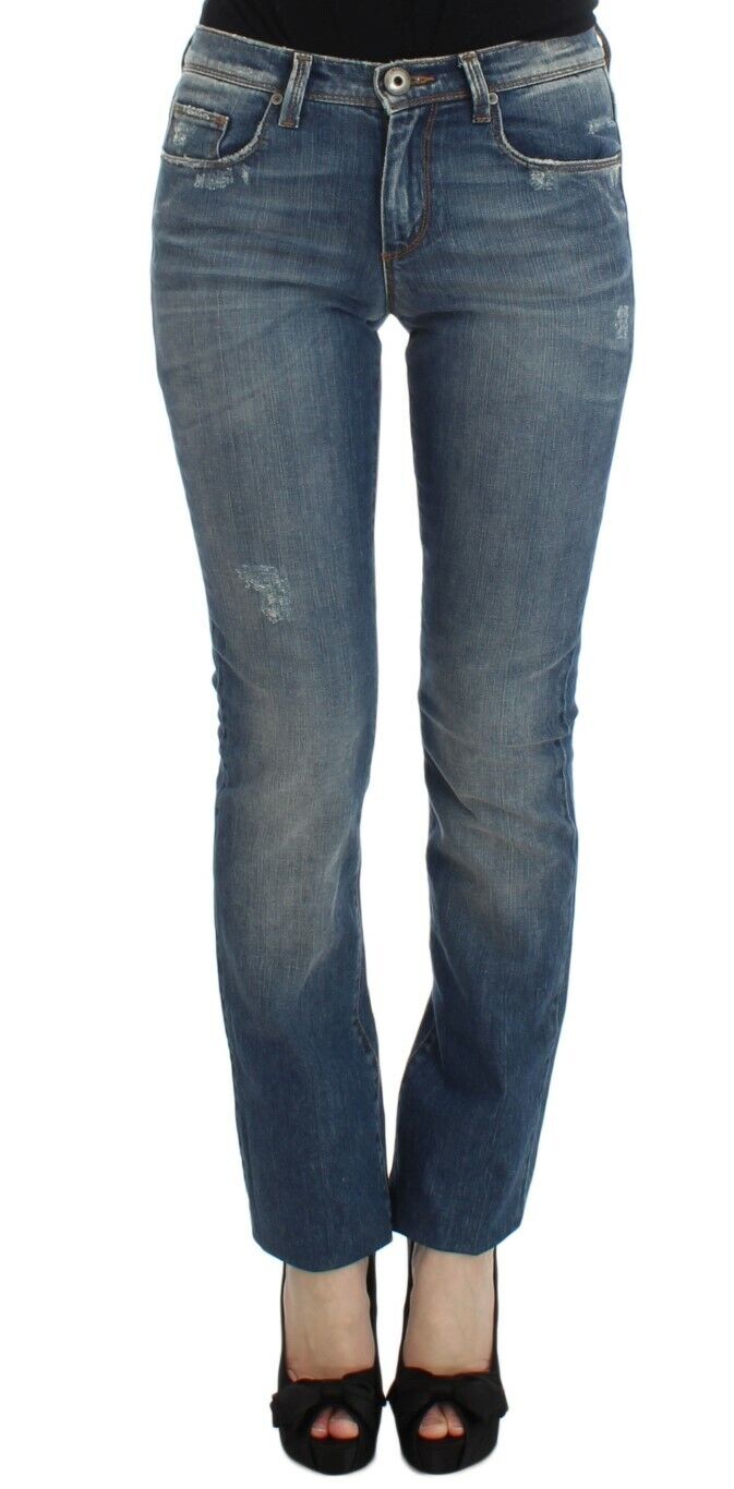 Ermanno Scervino Pantalon en jean bleu coupe slim de créateur RRP 560 $ W26 IT 40 UK 8