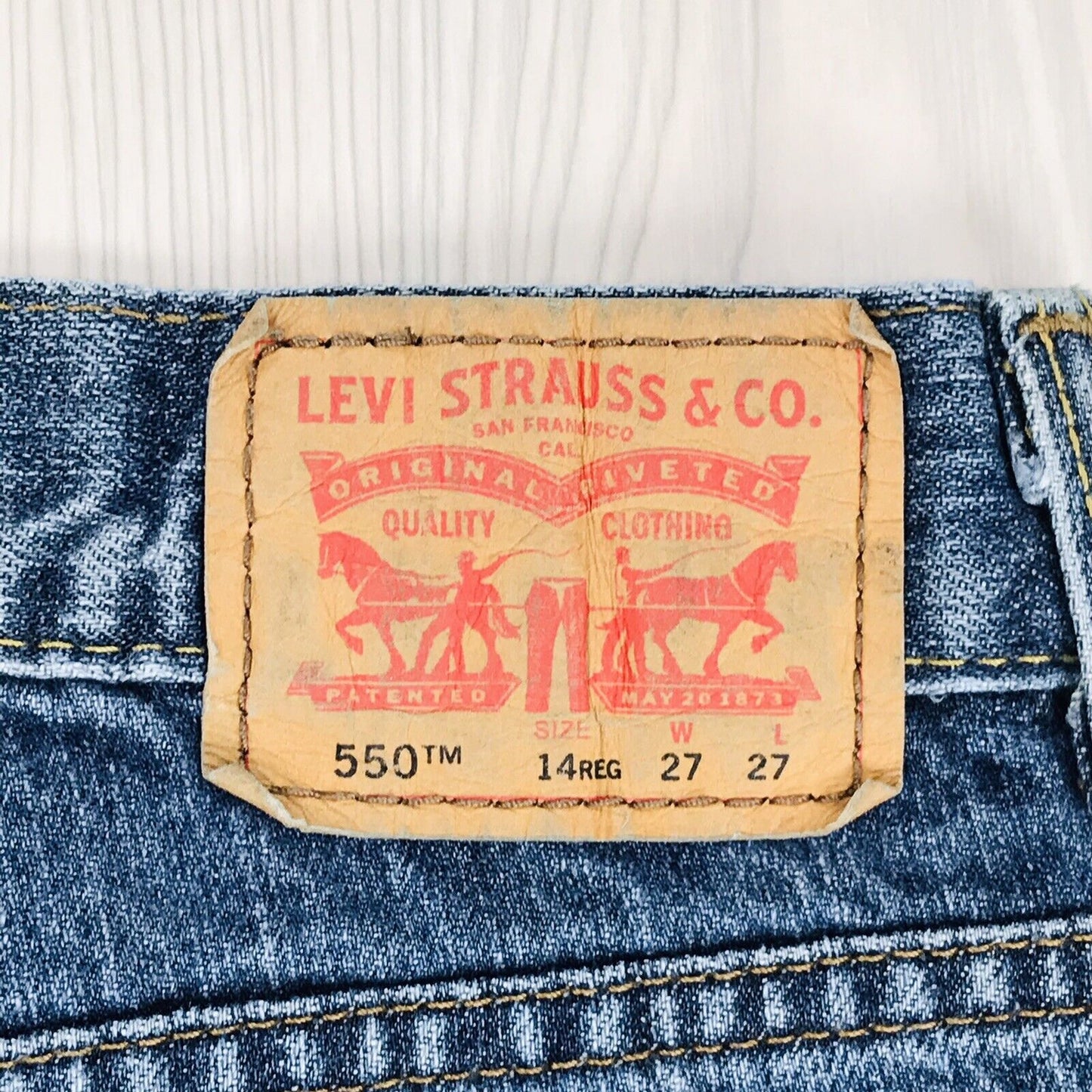 Vintage Levi's 550 Jungen Blau Entspannte Straight Fit Zerrissene Jeans 14 Reg / W27 L27