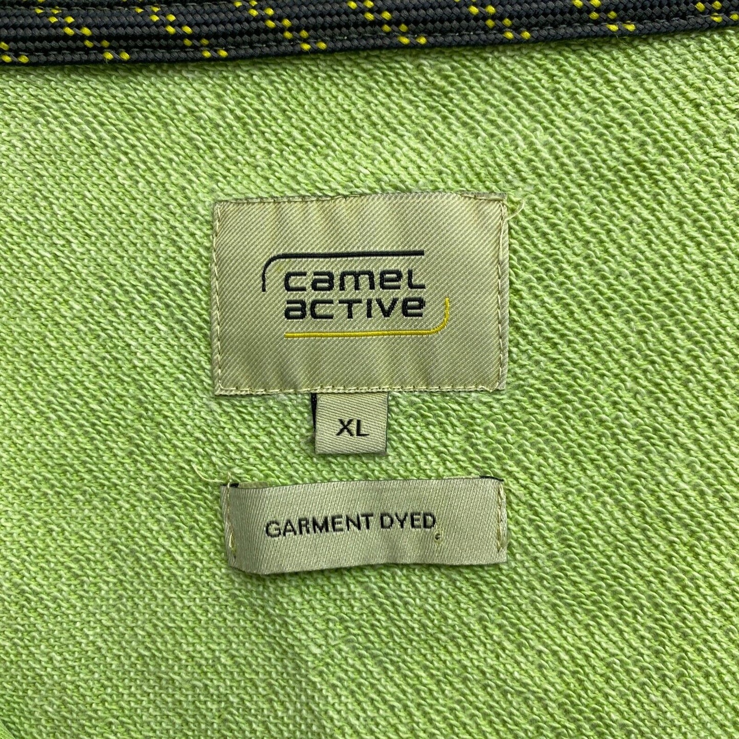 Camel Active Hellgrüner Pullover mit durchgehendem Reißverschluss und Kapuze, stückgefärbt, Größe XL