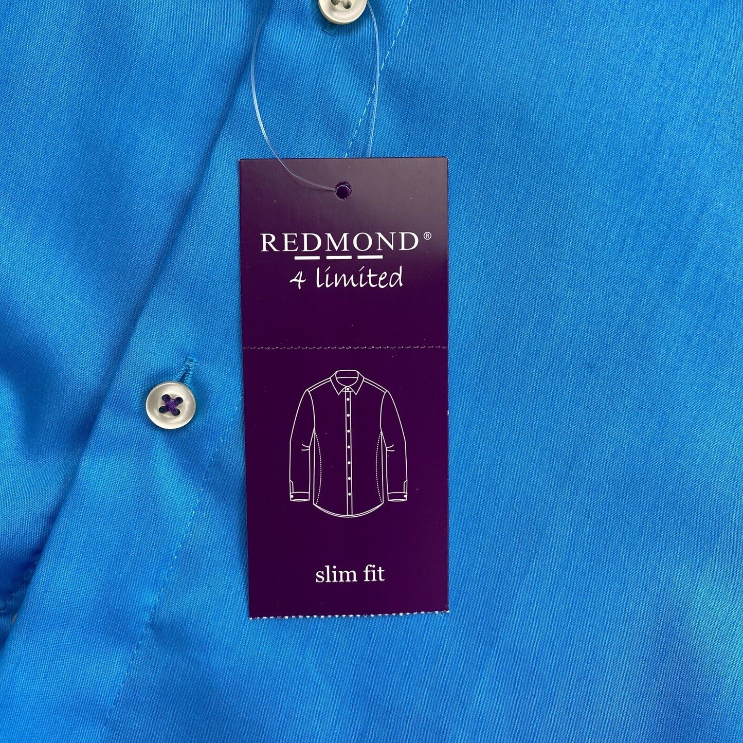 REDMOND 4 Limited Men Blue Natural Stretch Slim Fit Shirt Size S 37/38