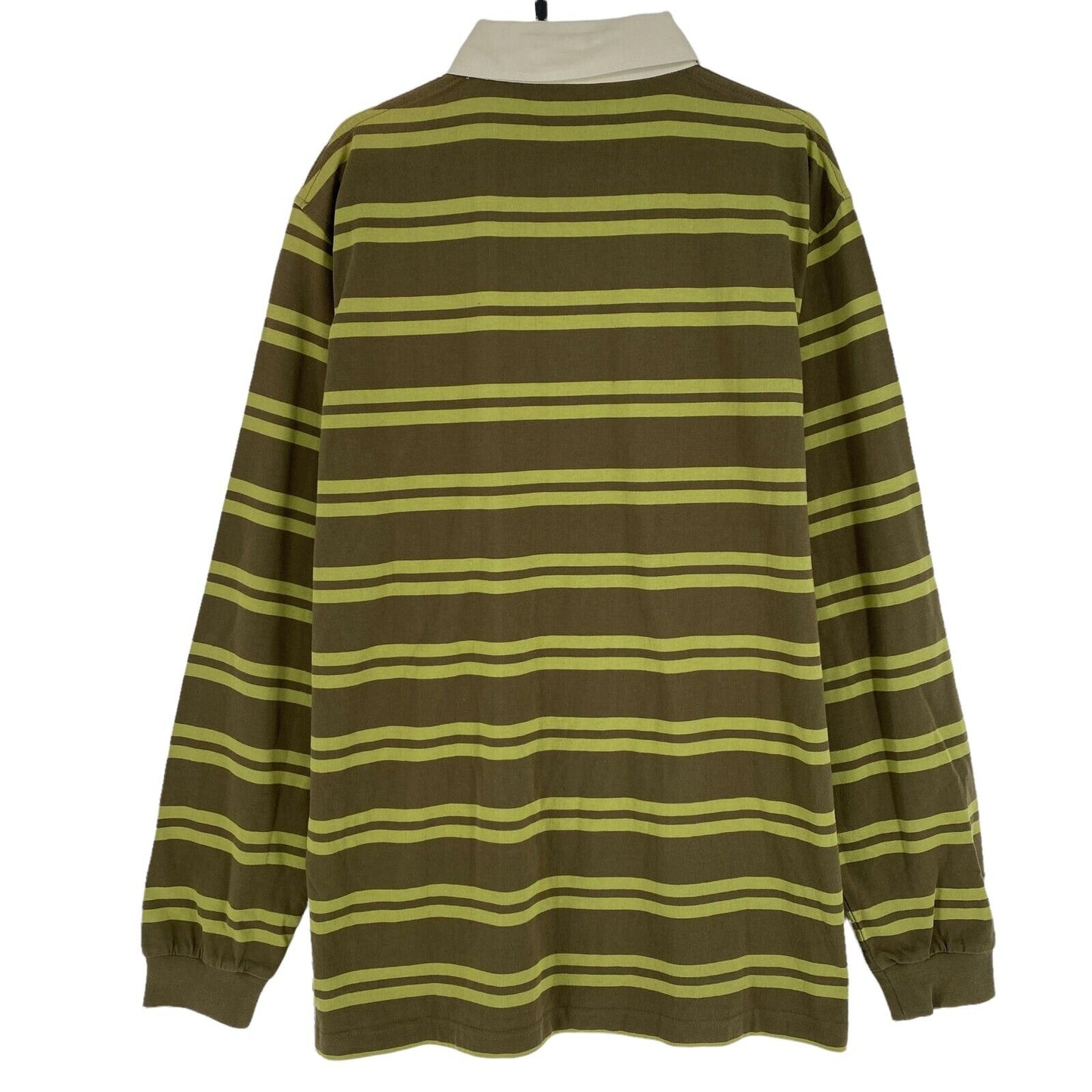 TIMEZONE Striped Green 100% Cotton Polo Sweatshirt Jumper Size L