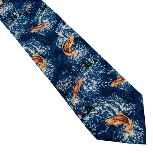 GANT Vintage Blue Fish Ornament 100% Wool Hand Made Tie