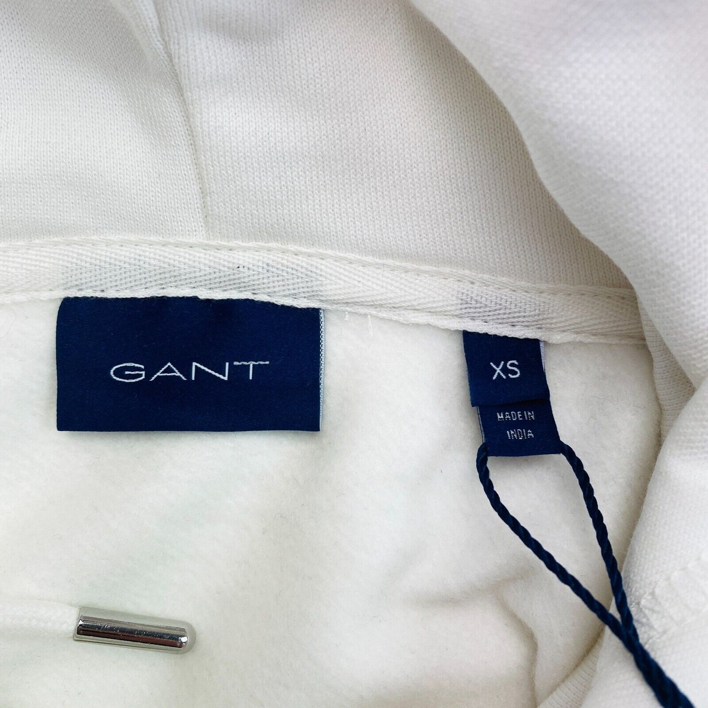 GANT White Tonal Archive Shield Hoodie Sweater Pullover Size XS