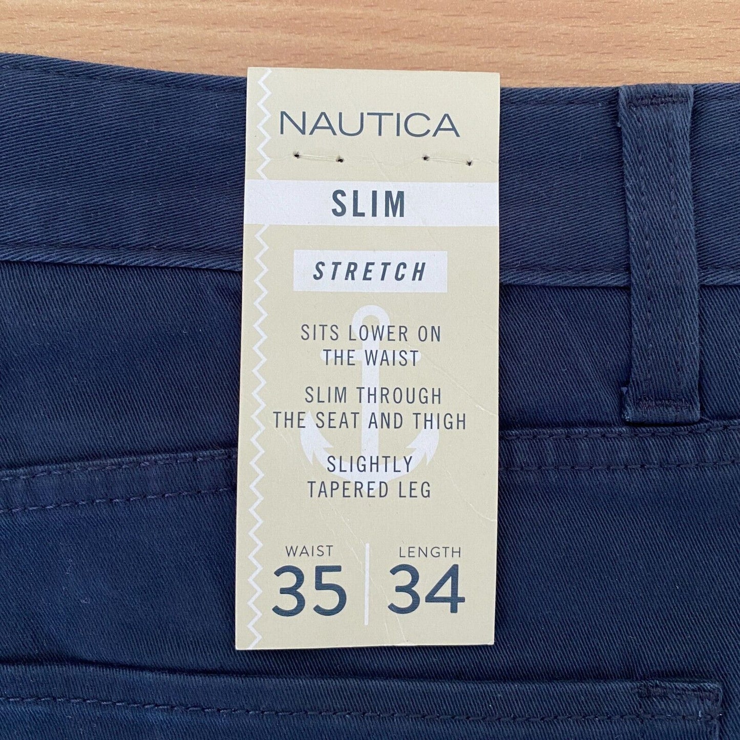 NAUTICA Bleu marine Bleu foncé Slim Tapered Fit Stretch Jeans Taille W35 L34