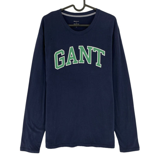 GANT Navy Blue Contrast Logo Long Sleeves Crew Neck T Shirt Size L