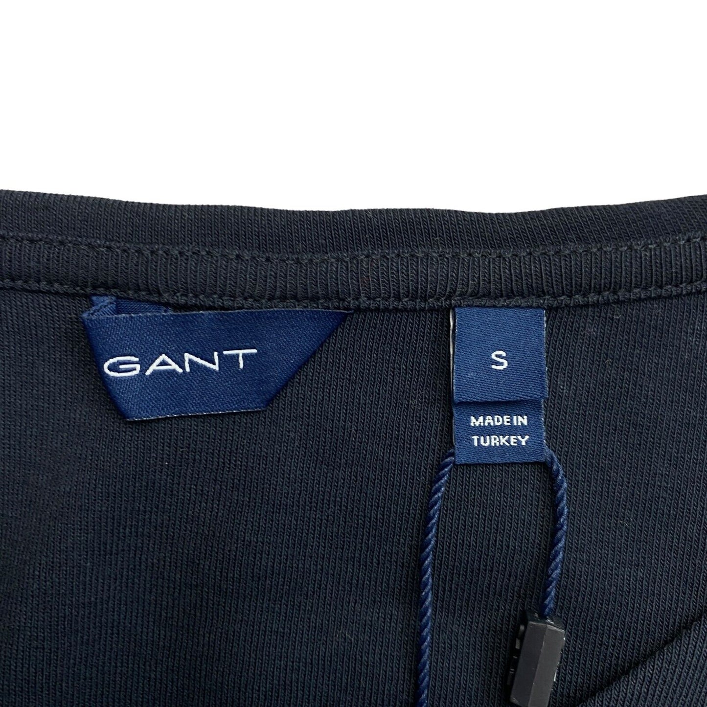 GANT Navy Blue 1x1 Rib Long Sleeves Solid T Shirt Size S