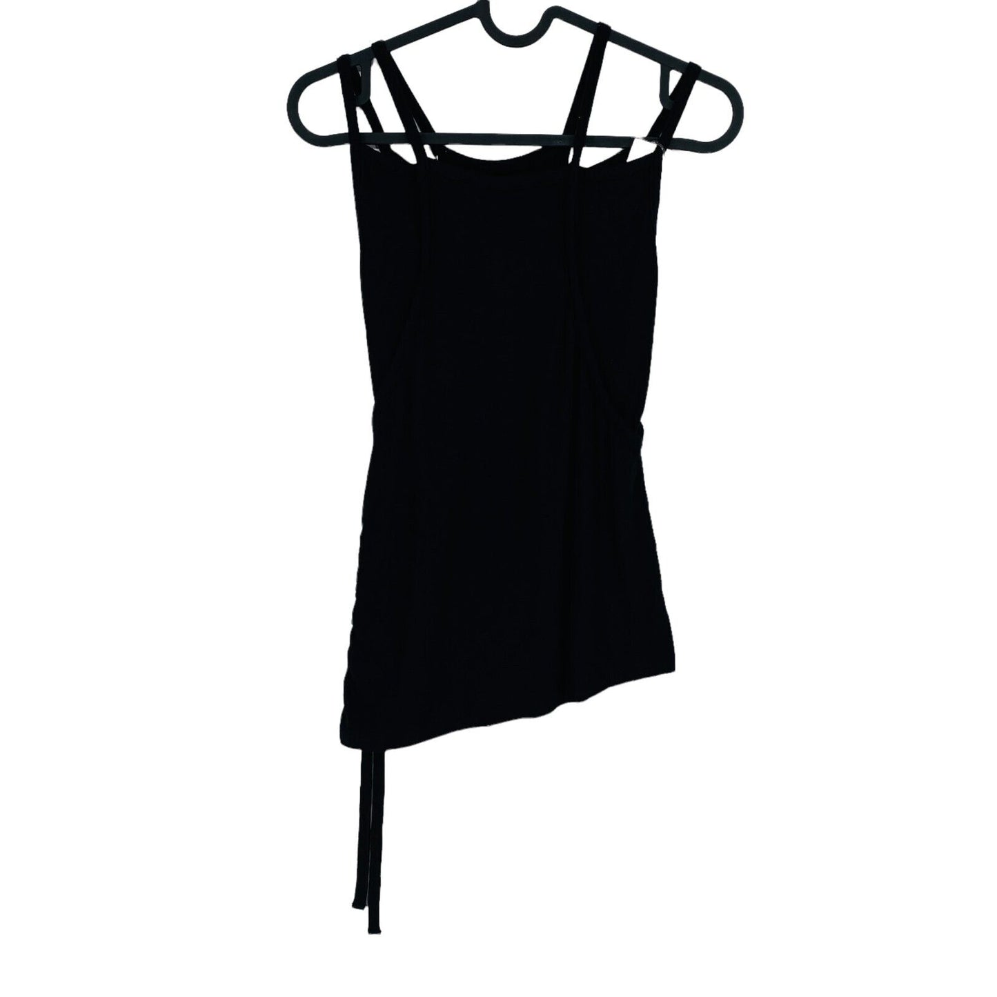 2 TWO Black Asymmetric Sleeveless Round Neck Jersey Tank Top Size XS