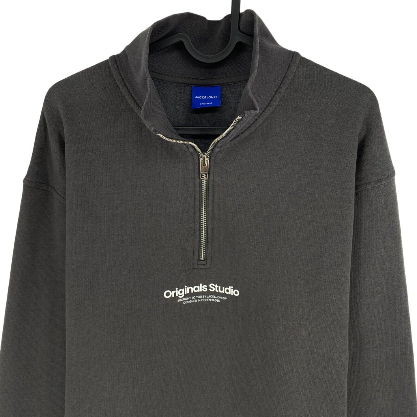 JACK&amp;JONES Originals Pullover mit Viertelreißverschluss, grau, Größe L