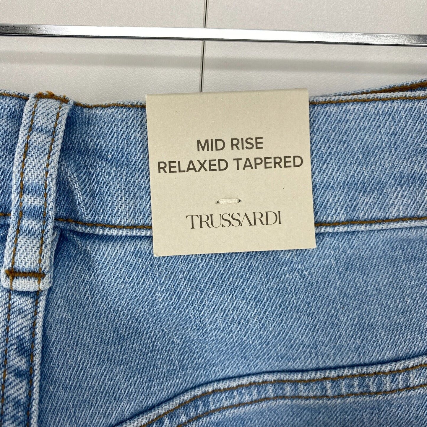 TRUSSARDI Femme Bleu Taille mi-haute Coupe fuselée décontractée Jeans Taille 42 / W28 L30