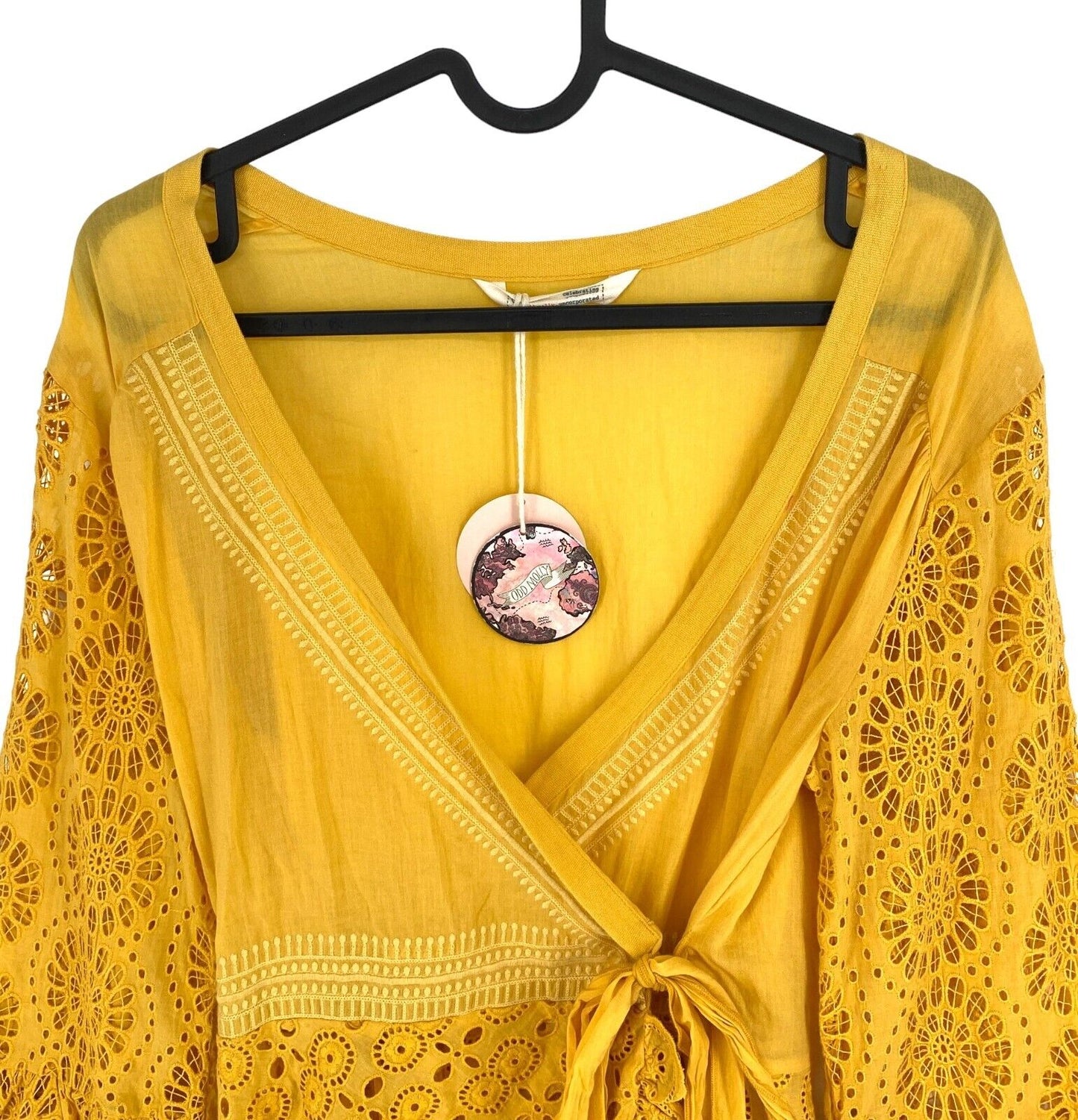 ODD MOLLY Women Yellow Two Step Flow Wrap Blouse Size 1 / S