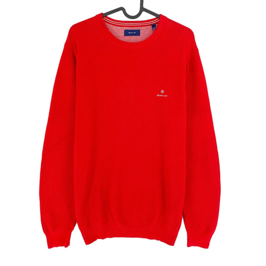 GANT Red Cotton Pique Crew Neck Sweater Pullover Size L