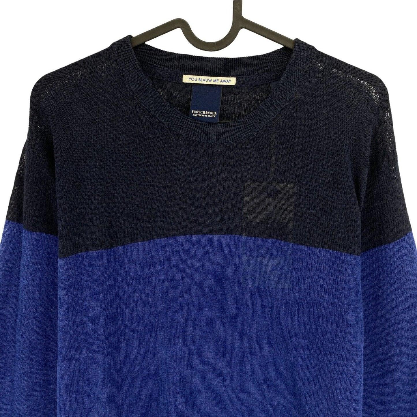 SCOTCH & SODA Navy Blue Linen Cotton Sweater Jumper Pullover M 2XL