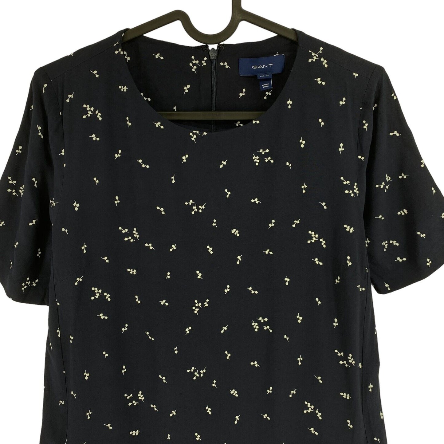 GANT Navy Blue Mini Flower Print Short Sleeves Dress Size EU 38 UK 12 US 8