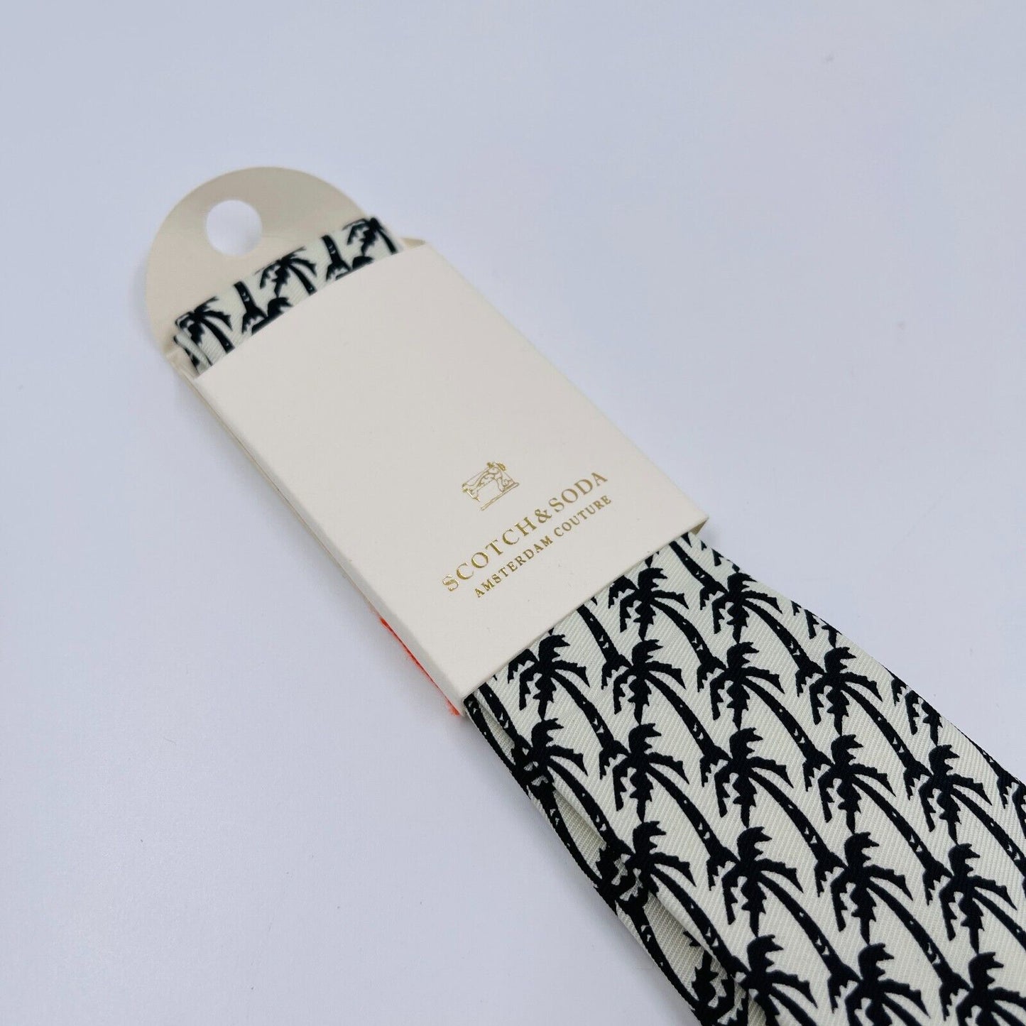 Scotch & Soda Black & White Palm Trees Print Tie