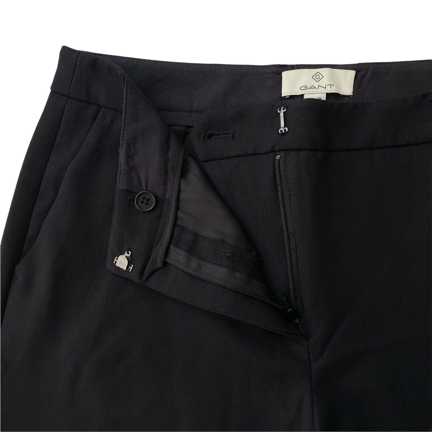 GANT Women Black Tapered Fit Trousers Size EUR 38 UK 12 US 8 W29