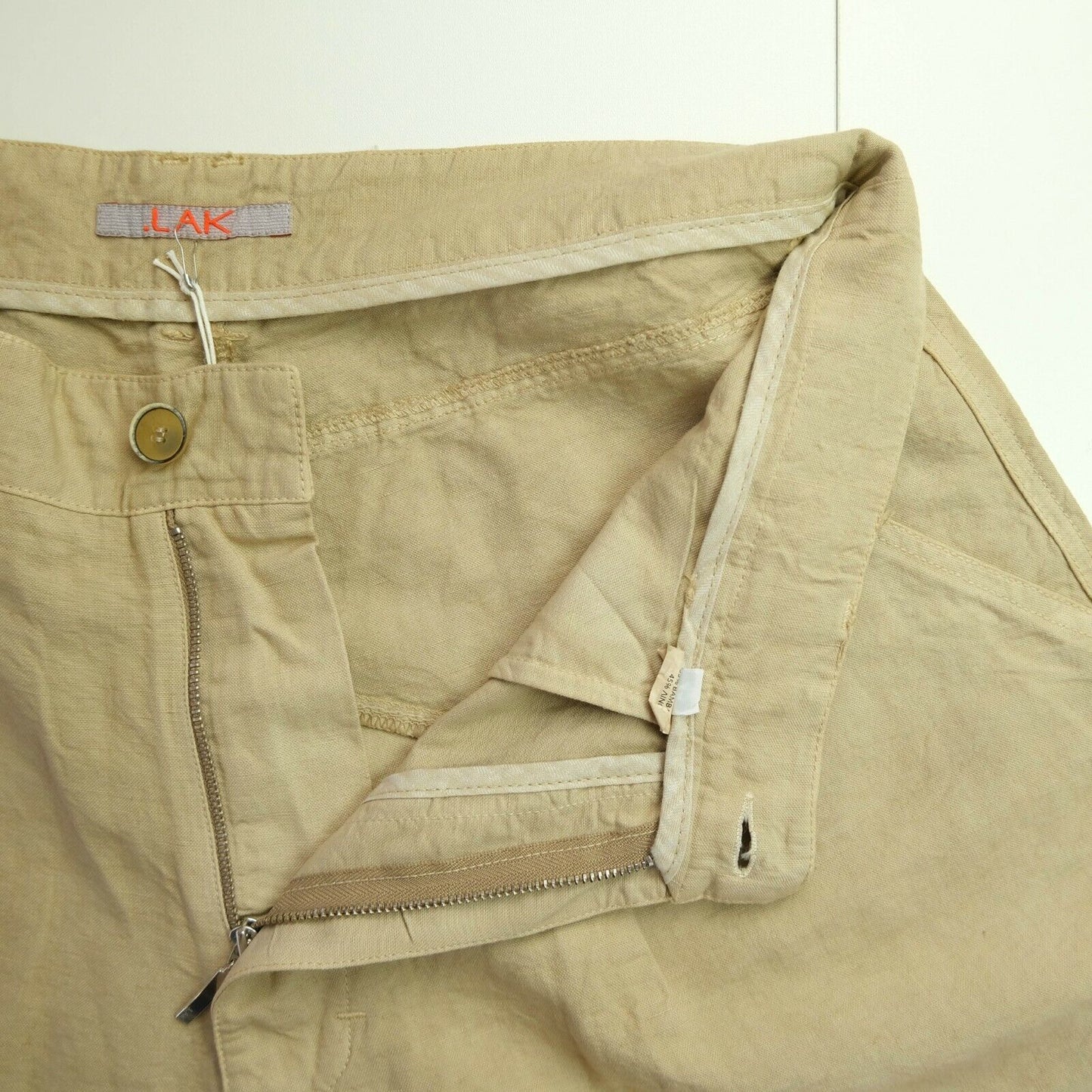 LAK Light Brown Cotton Linen Blend Bermuda Shorts Size 38 40 42