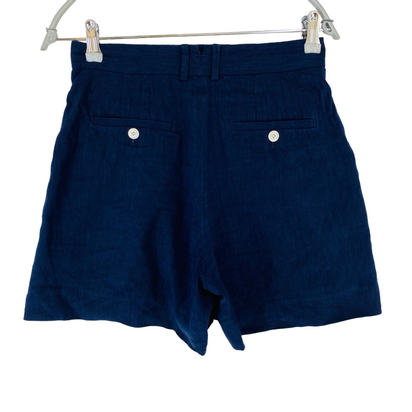 GANT Women Dark Blue Relaxed Fit Linen Blend Shorts Size EUR 36 UK 10 US 6 W27