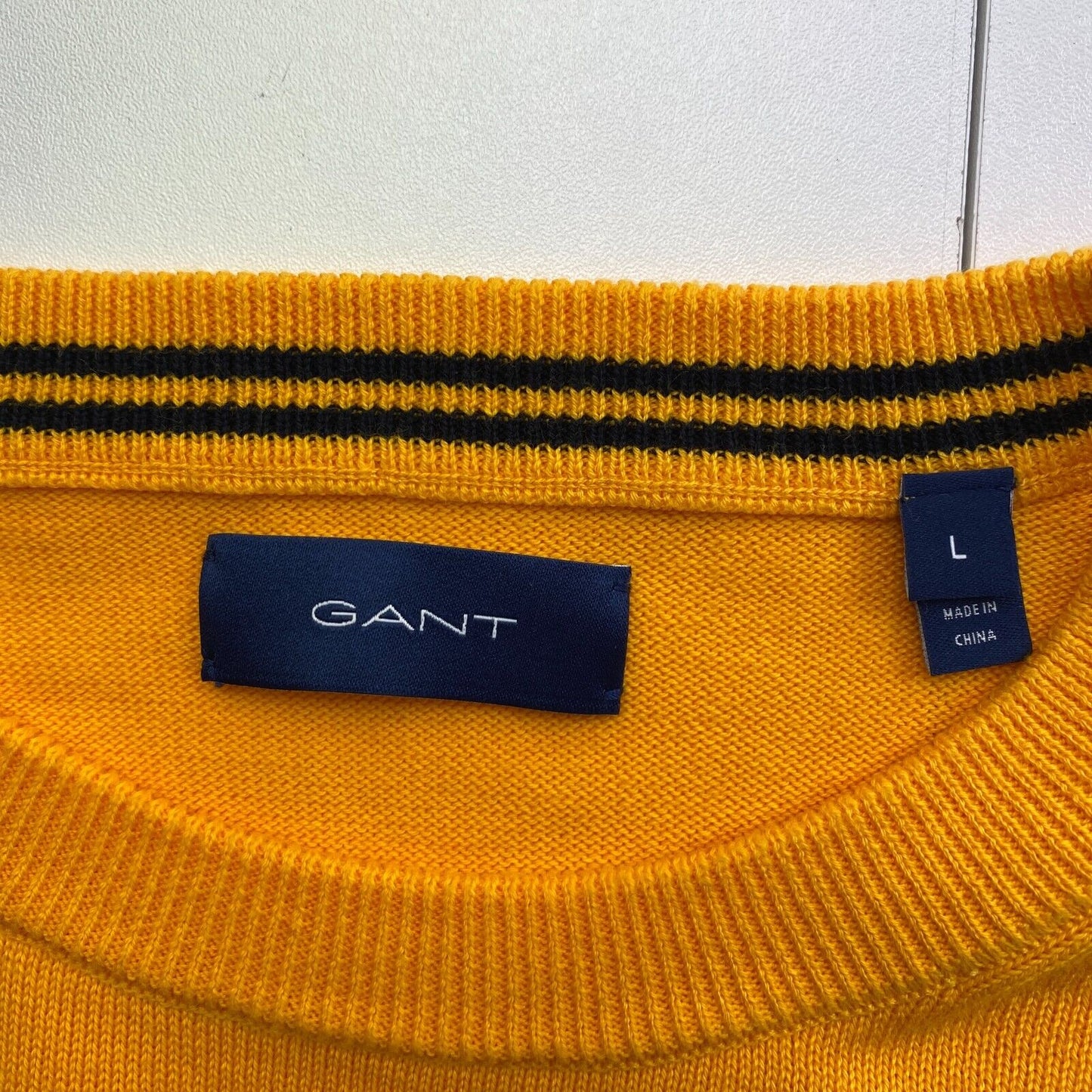 GANT Yellow Classic Cotton Crew Neck Sweater Pullover Jumper Size L